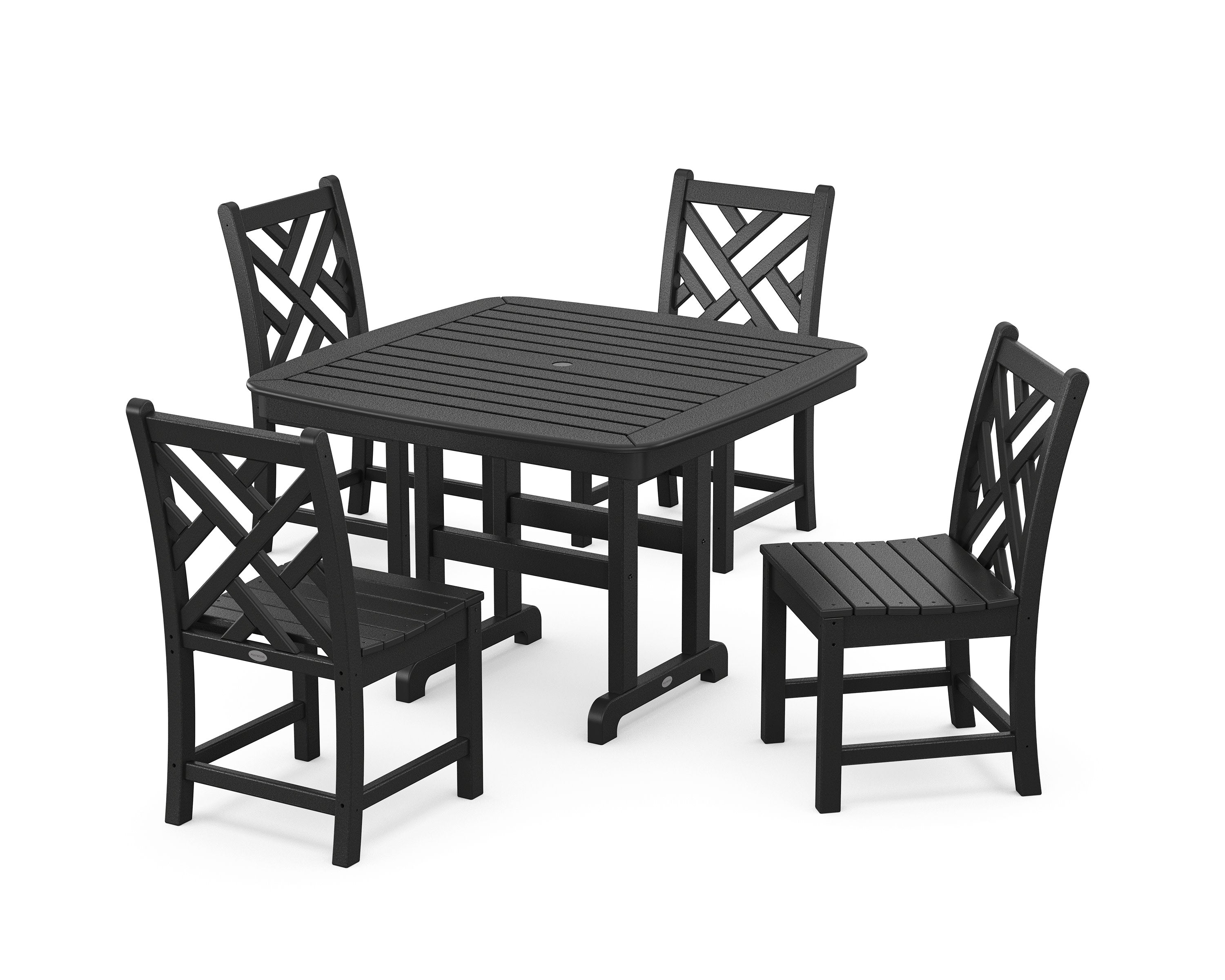 Chippendale Side Chair 5-Piece Dining Set with Trestle Legs in Black
