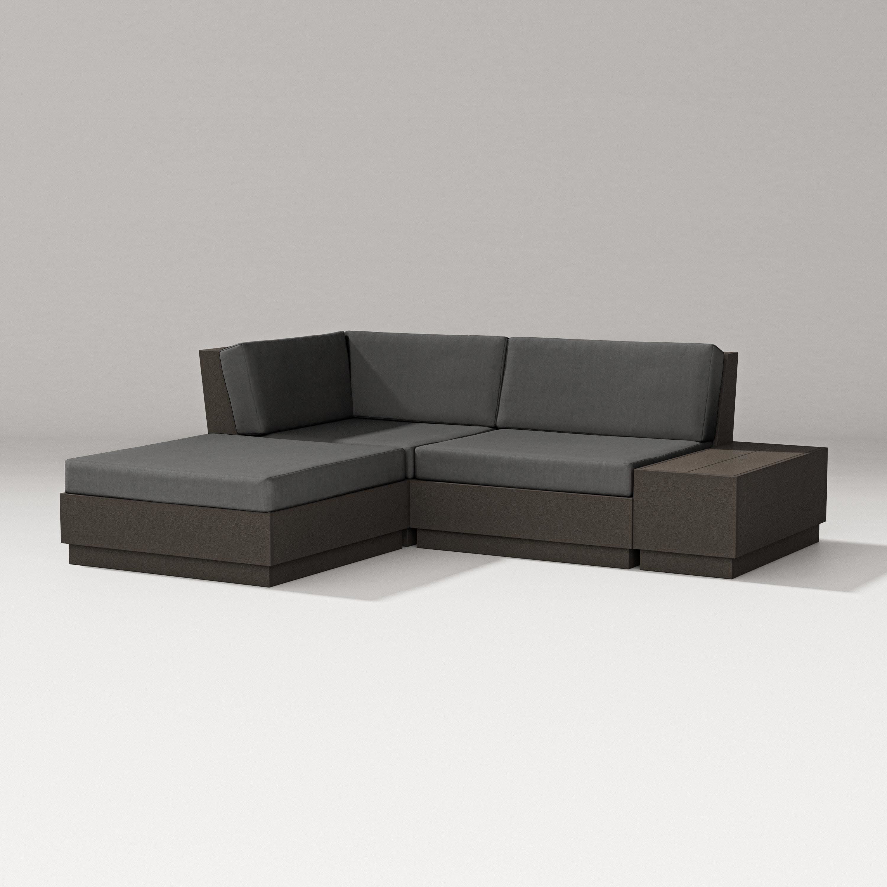 Elevate Loveseat Sectional with Chaise in Vintage Coffee / Spectrum Carbon