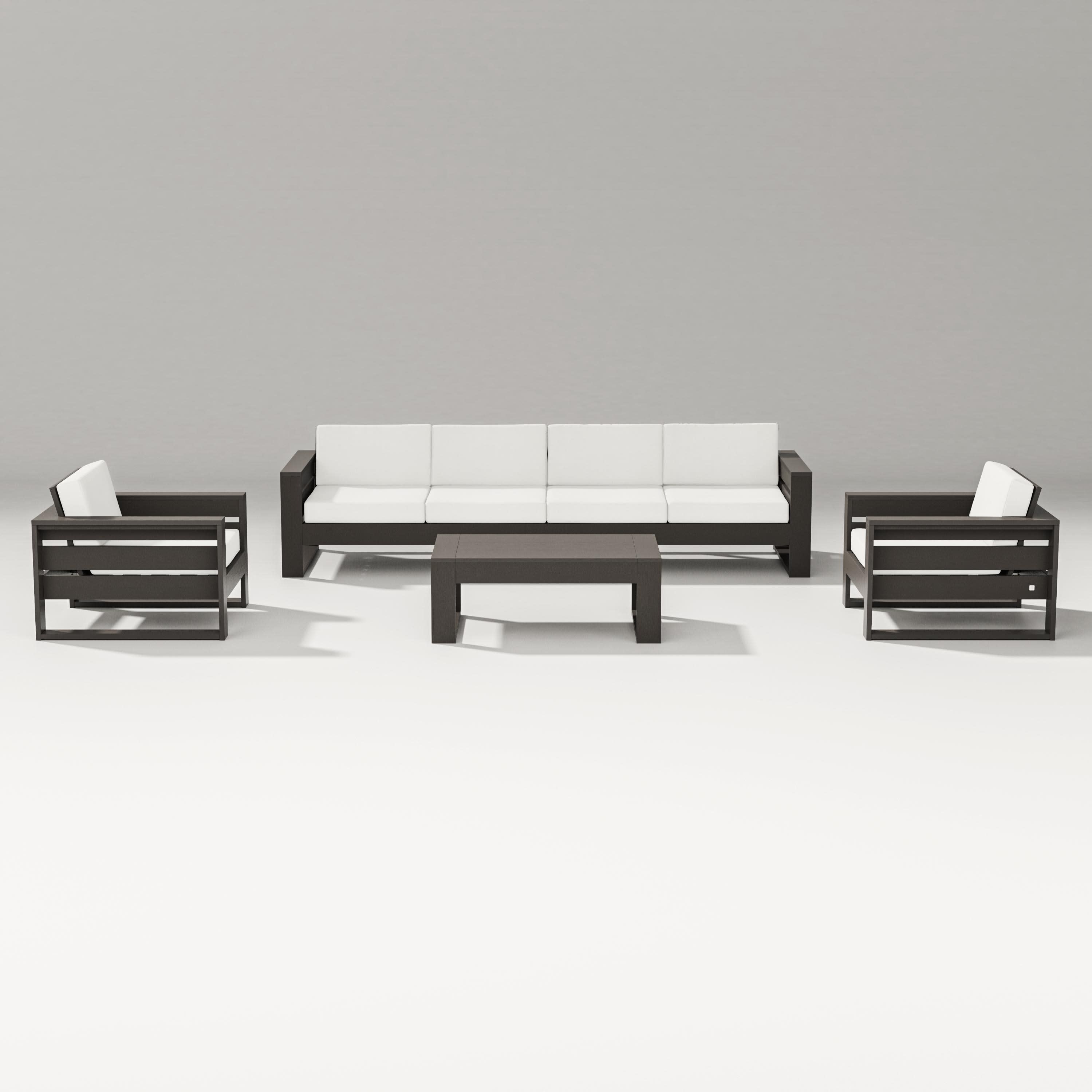 Latitude 5-Piece Lounge Sofa Set in Vintage Coffee / Natural Linen