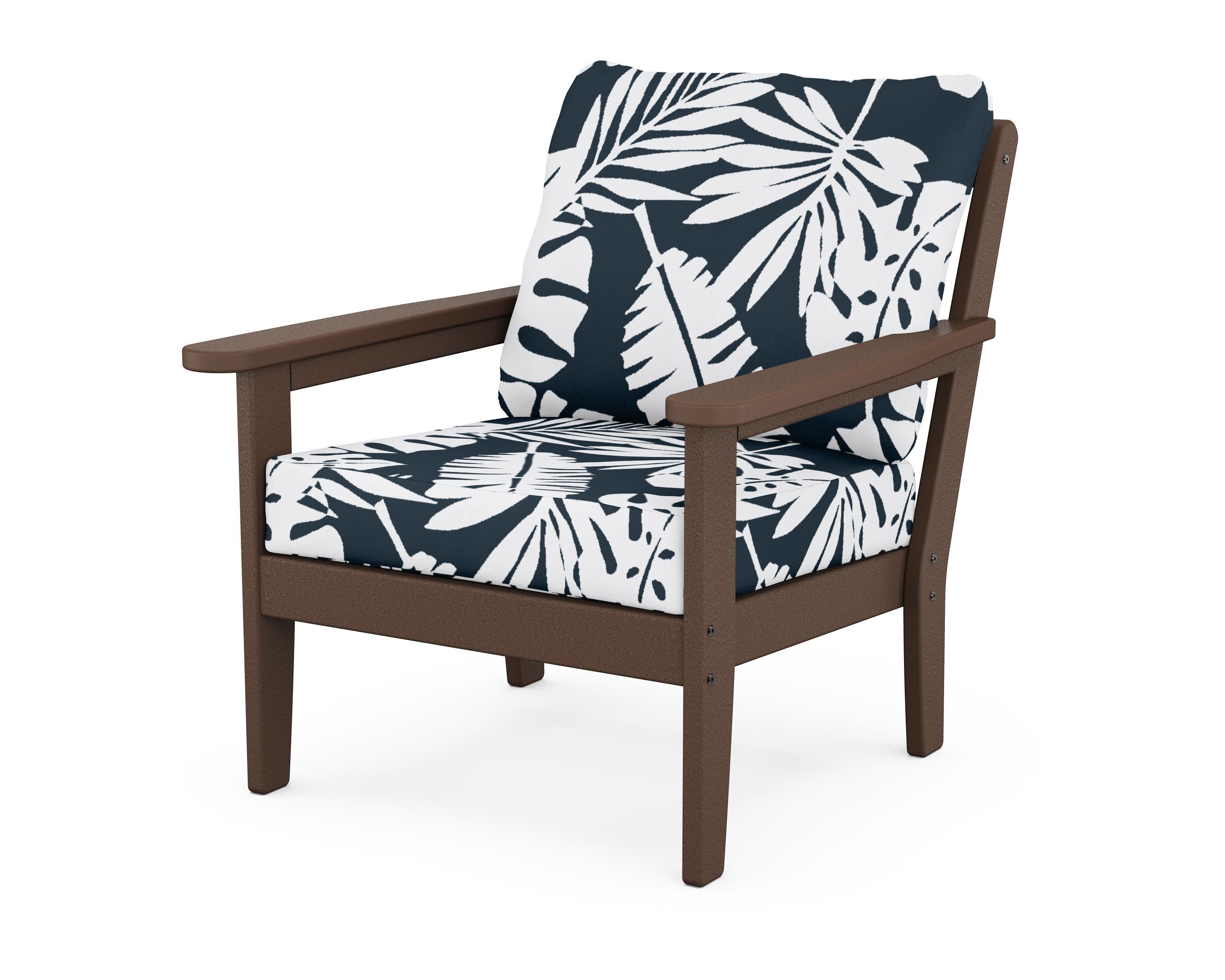 Cottage Deep Seating Chair in Mahogany / Leaf Marine Indigo