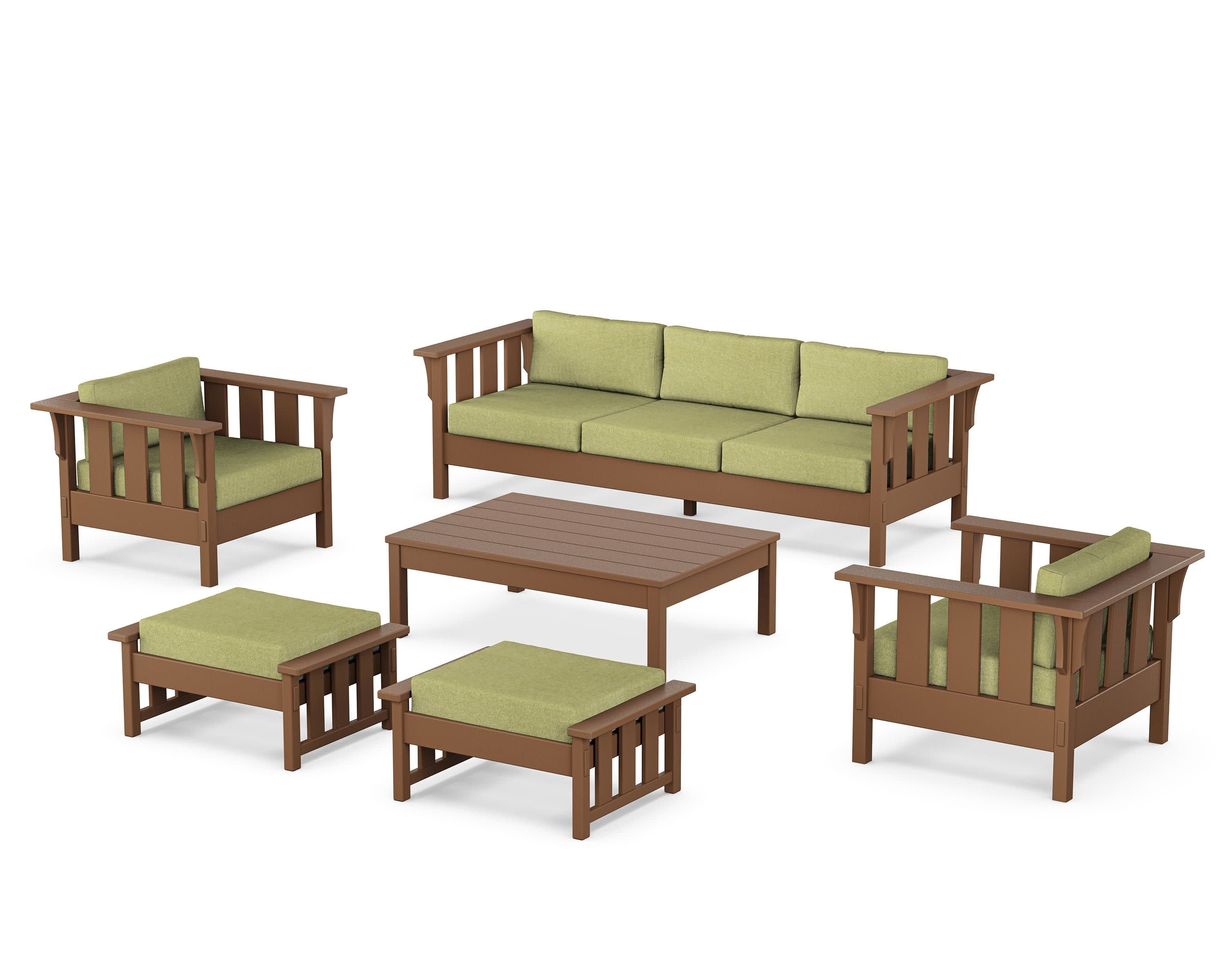 Acadia 6-Piece Lounge Sofa Set in Teak / Chartreuse Boucle