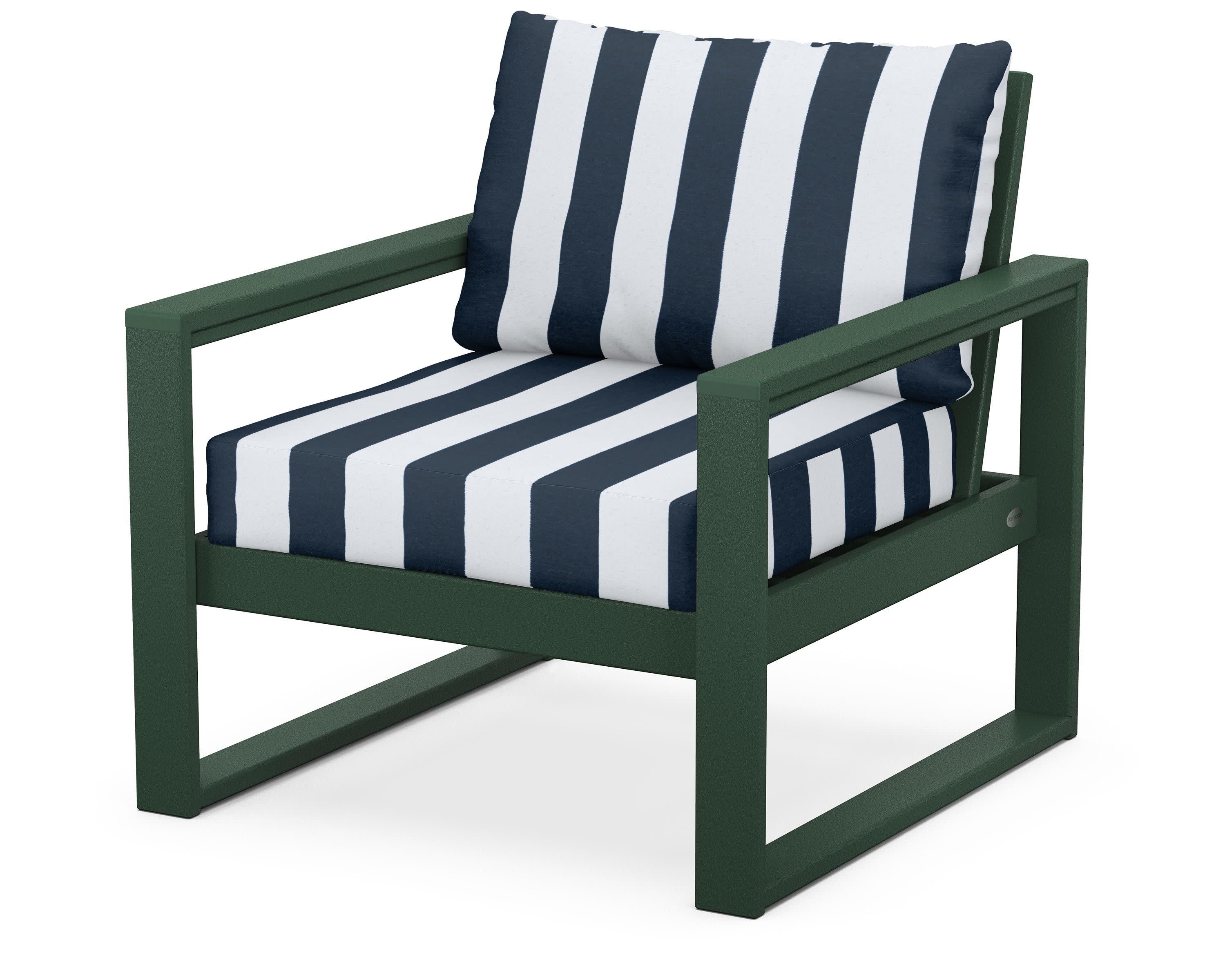 EDGE Club Chair in Green / Cabana Stripe Marine Indigo
