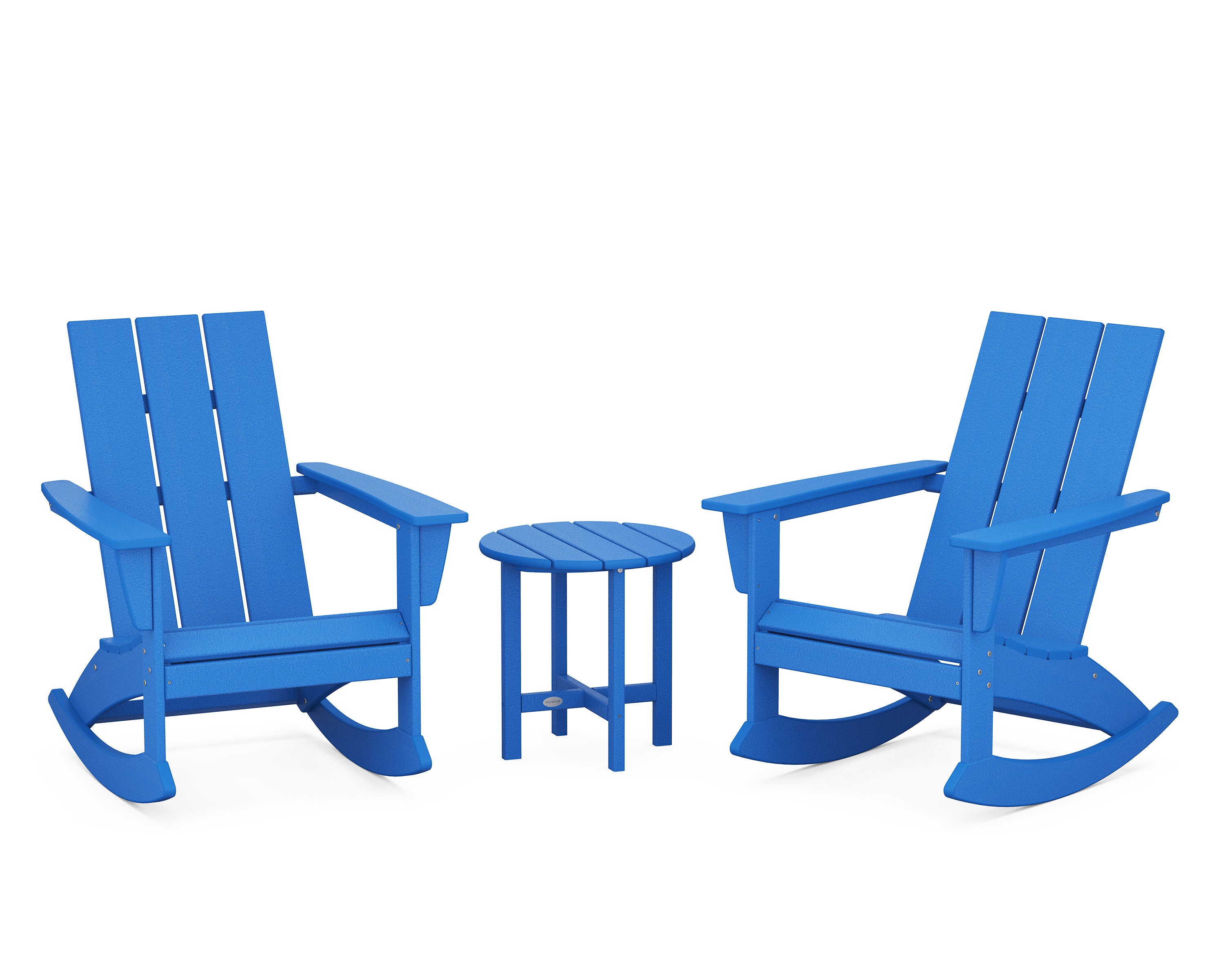 Modern 3-Piece Adirondack Rocking Chair Set in Pacific Blue