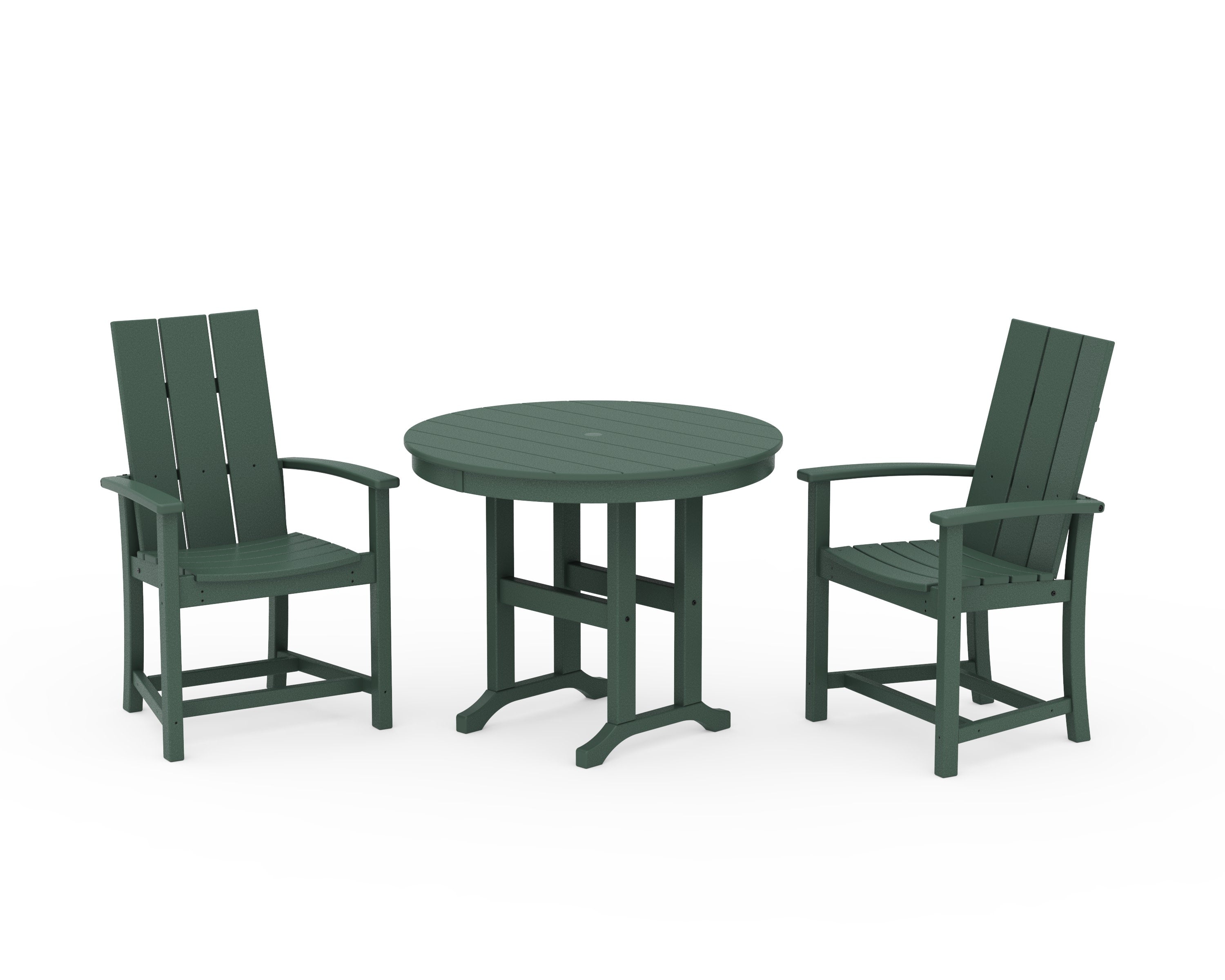 Modern Adirondack 3-Piece Round Farmhouse Dining Set in Green