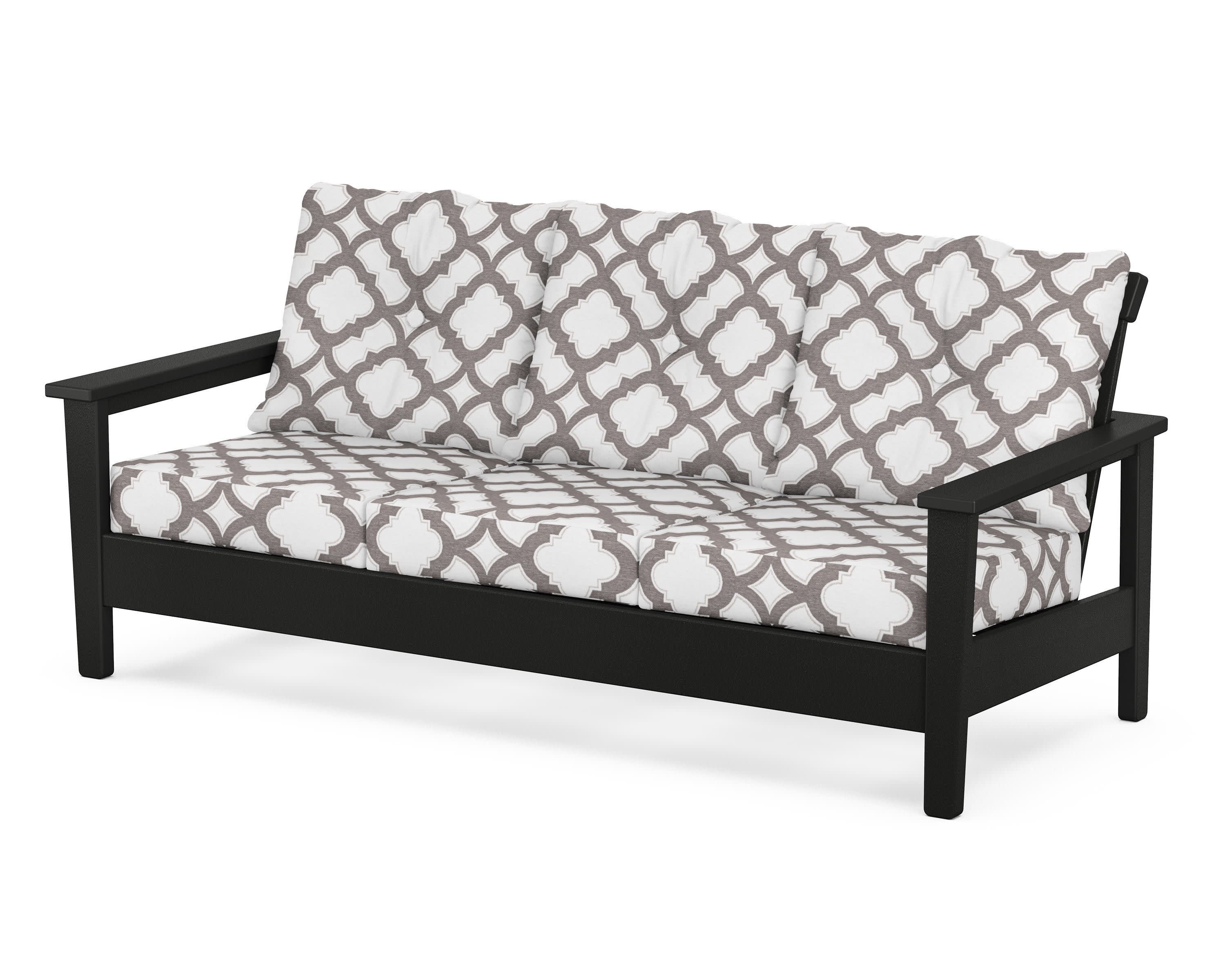 Prescott Deep Seating Sofa in Black / Trellis Grey Mist