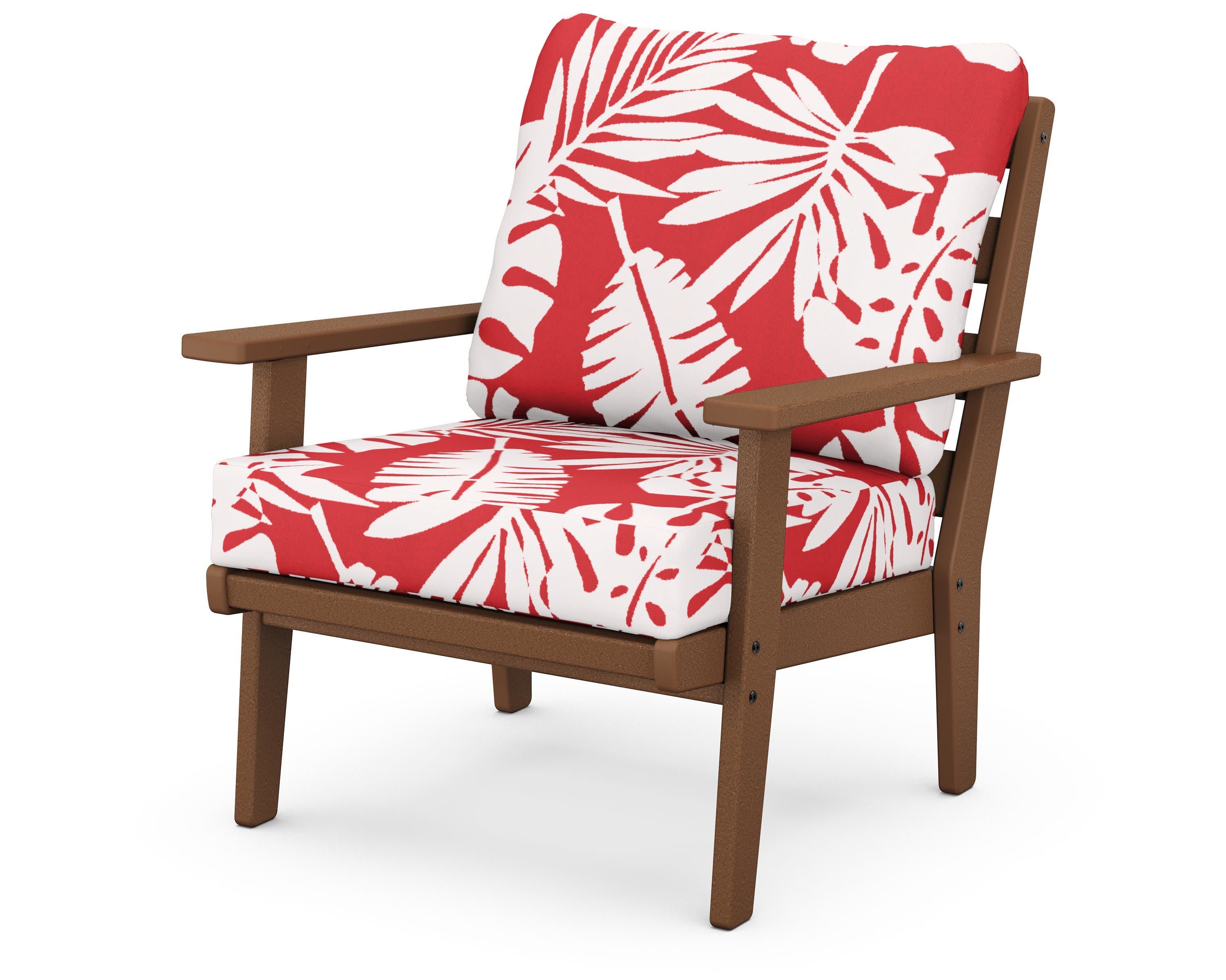 Grant Park Deep Seating Chair in Teak / Leaf Crimson