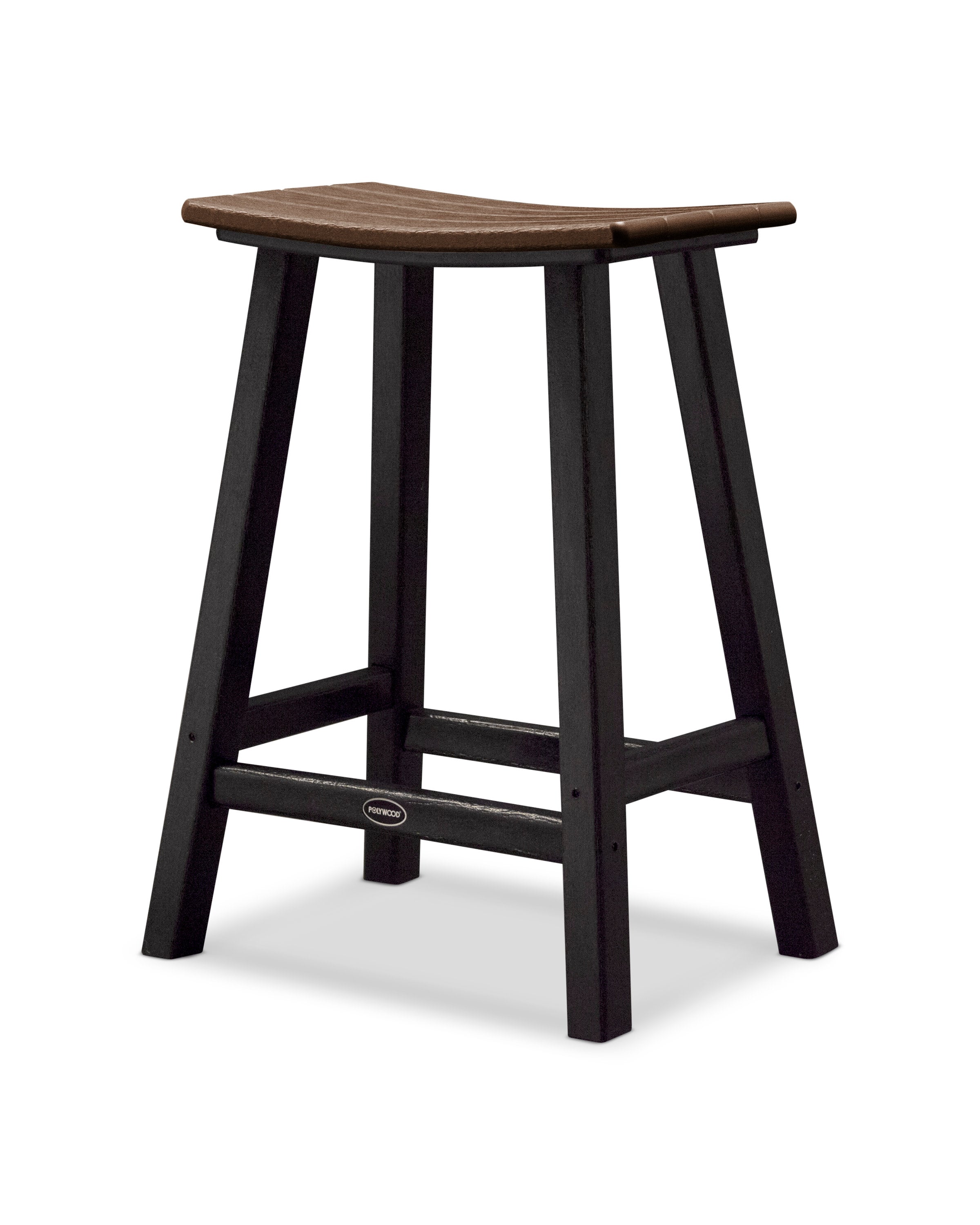 Contempo 24" Saddle Counter Stool in Black / Mahogany
