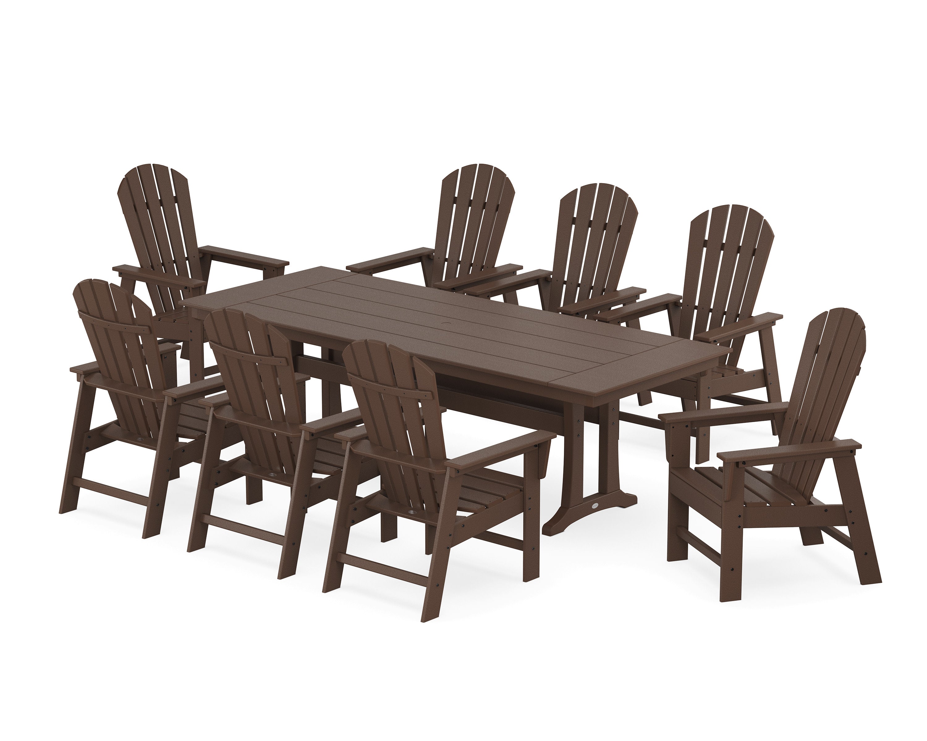 South Beach 9-Piece Farmhouse Dining Set with Trestle Legs in Mahogany