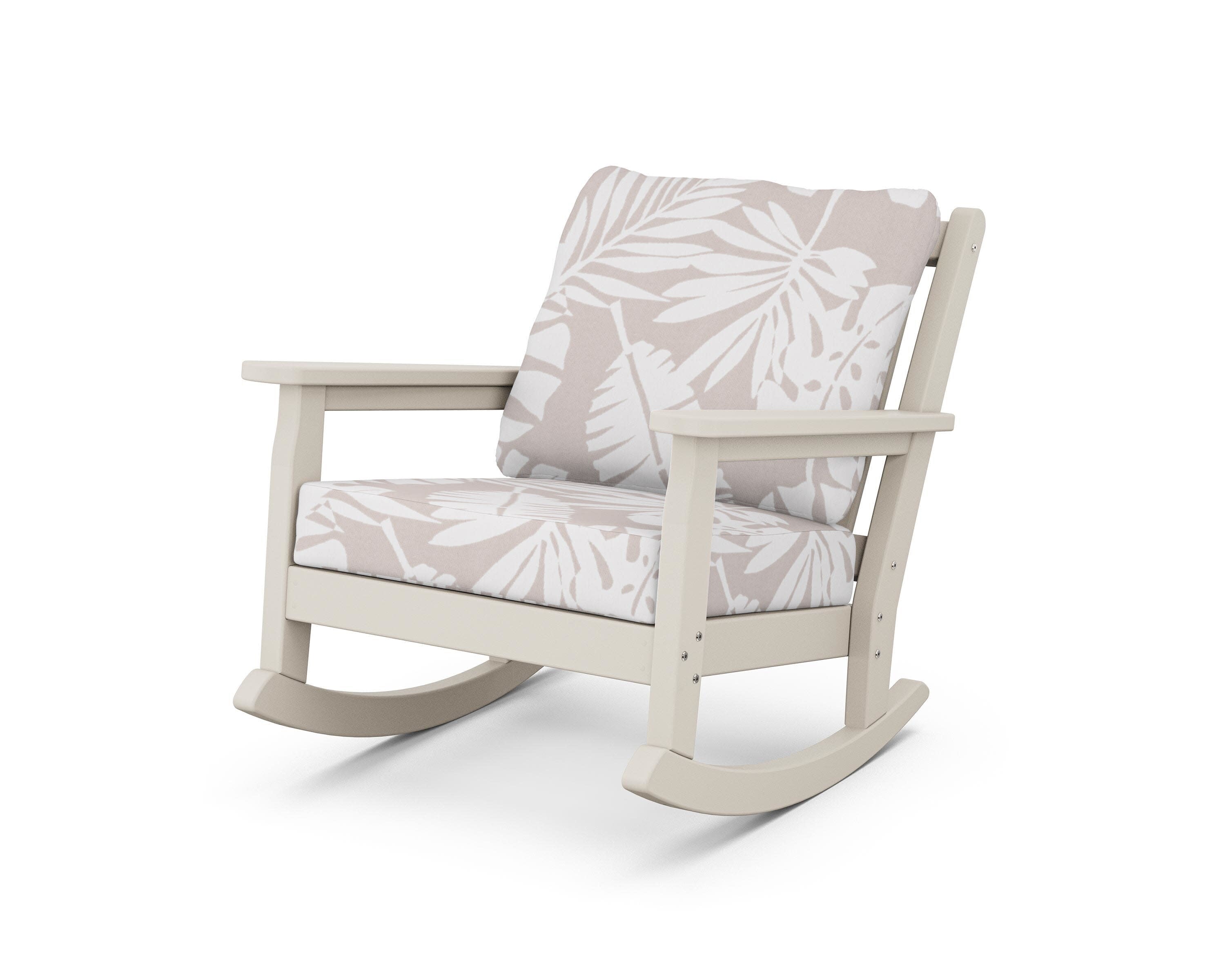 Chippendale Deep Seating Rocking Chair in Sand / Leaf Dune Burlap