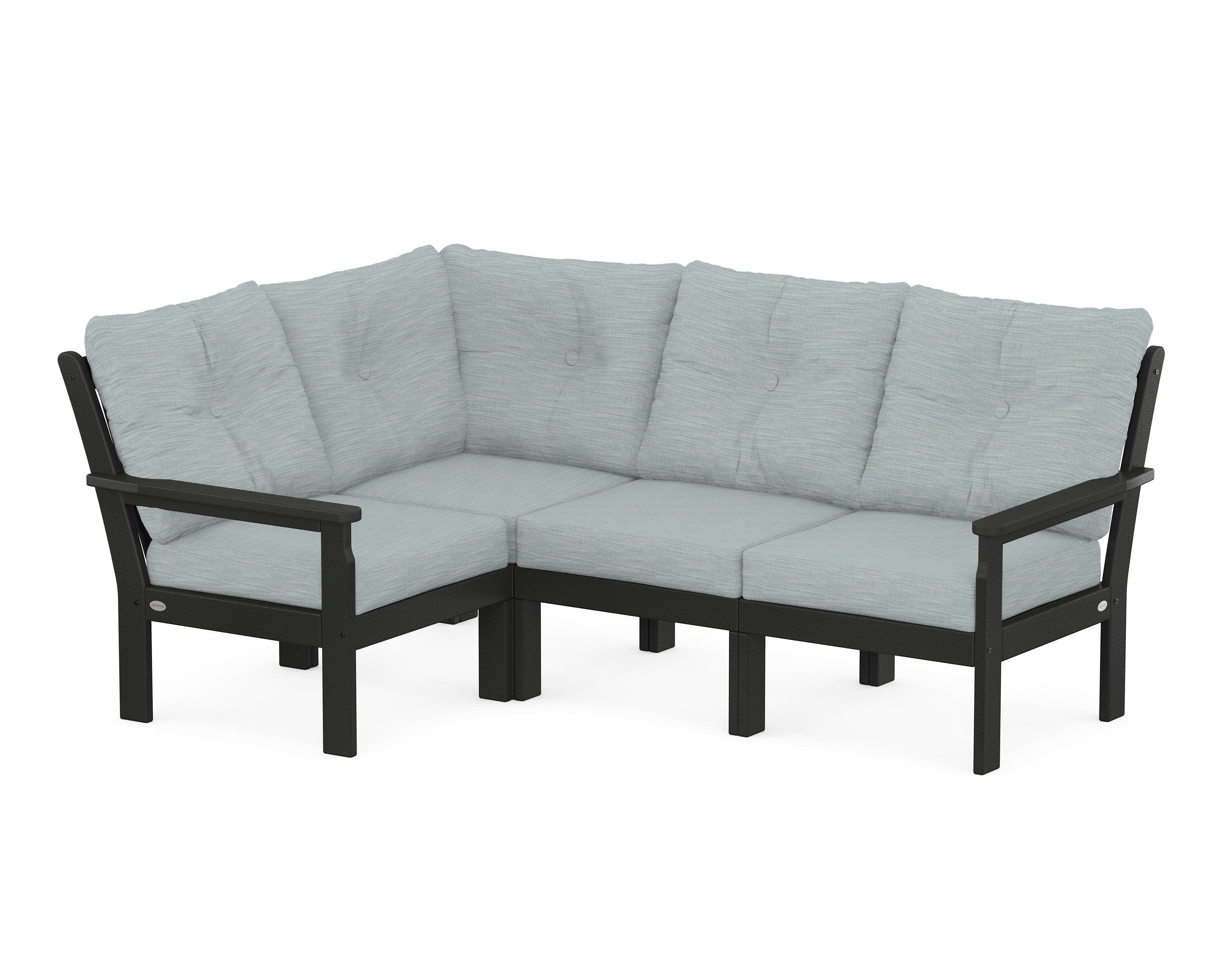 Vineyard 4-Piece Sectional in Black / Soothe Mist