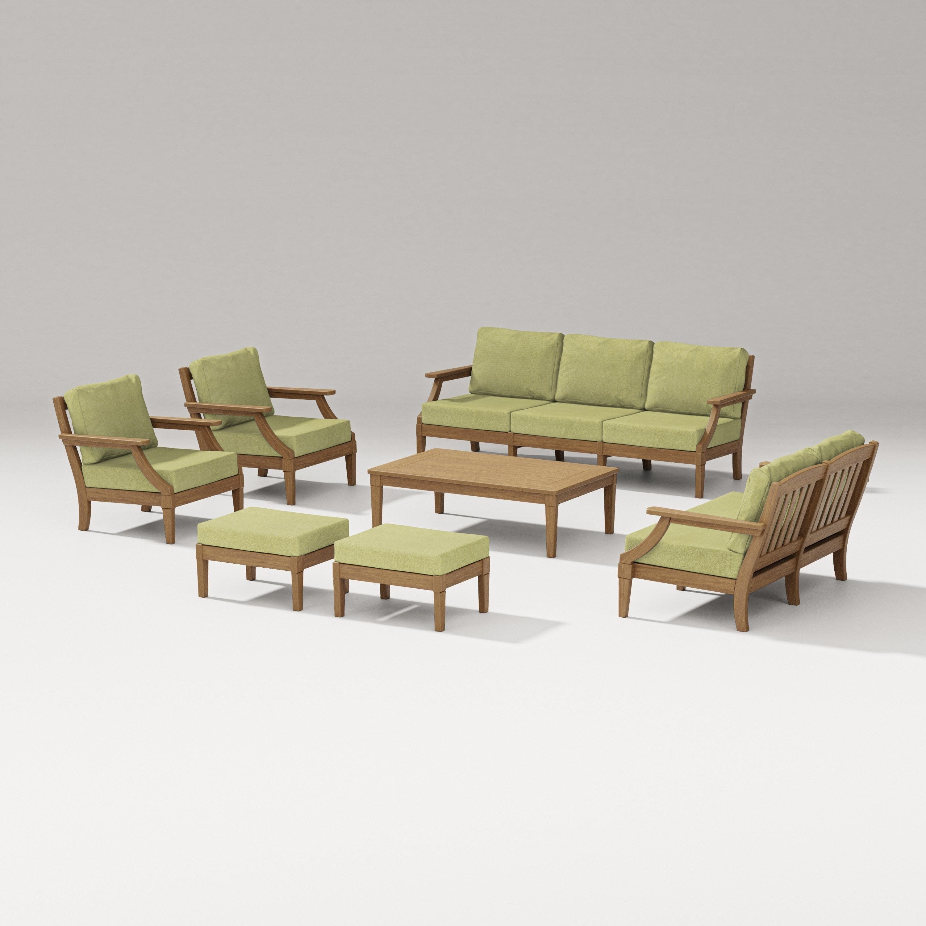 Estate 7-Piece Lounge Sofa Set in Natural / Chartreuse Boucle