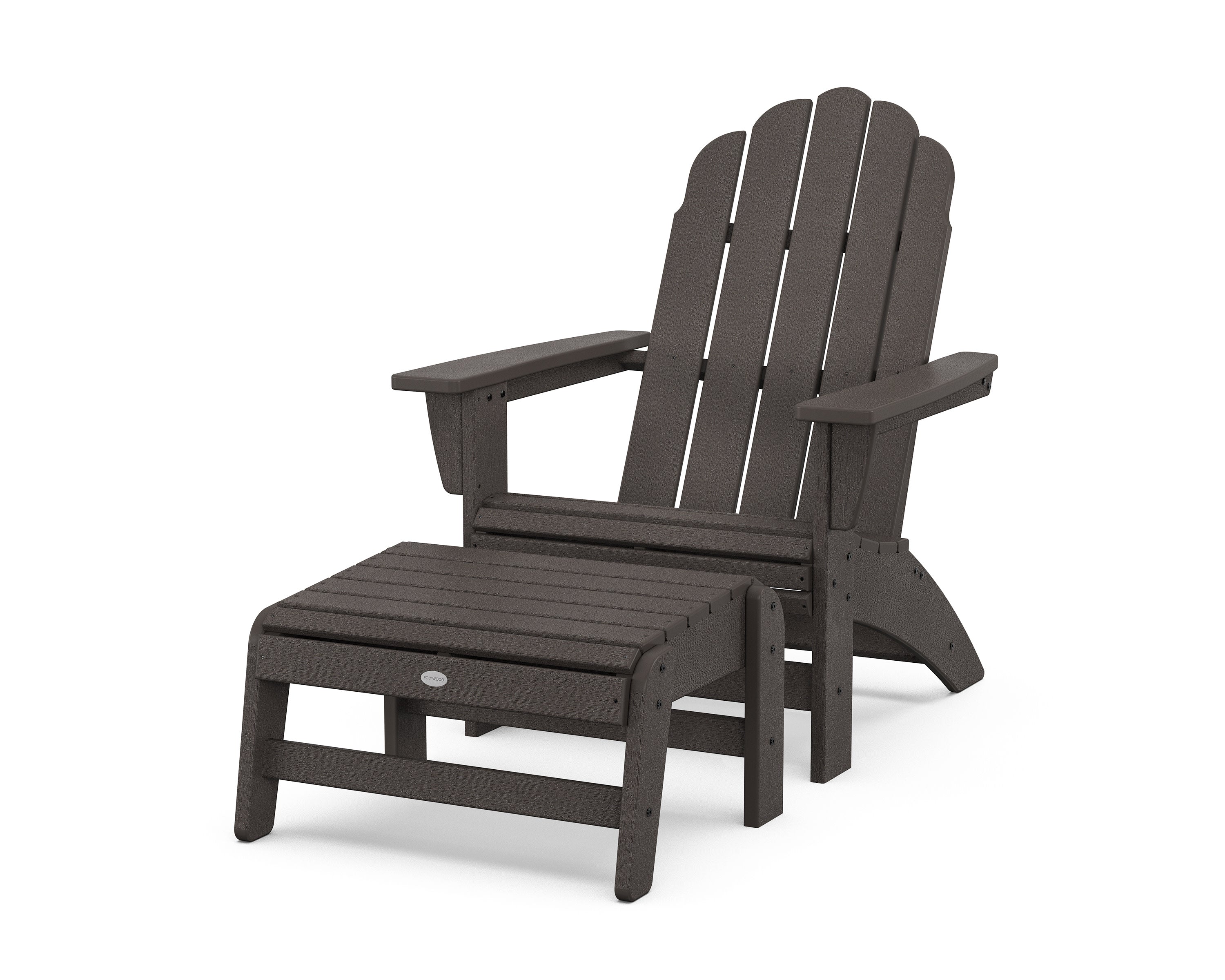 Vineyard Grand Adirondack Chair with Ottoman in Vintage Coffee