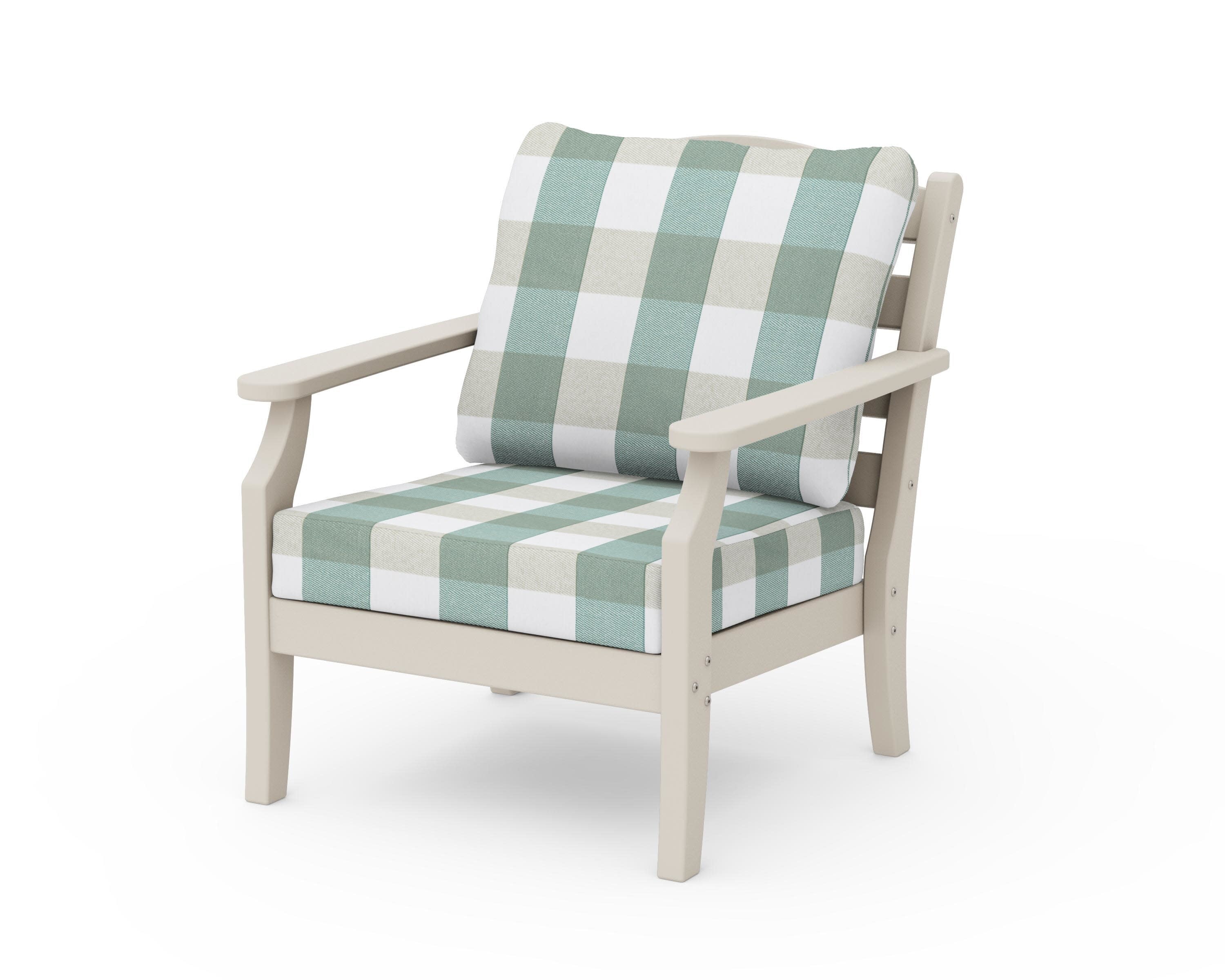 Savannah Deep Seating Chair in Sand / Buffalo Plaid Glacier Spa