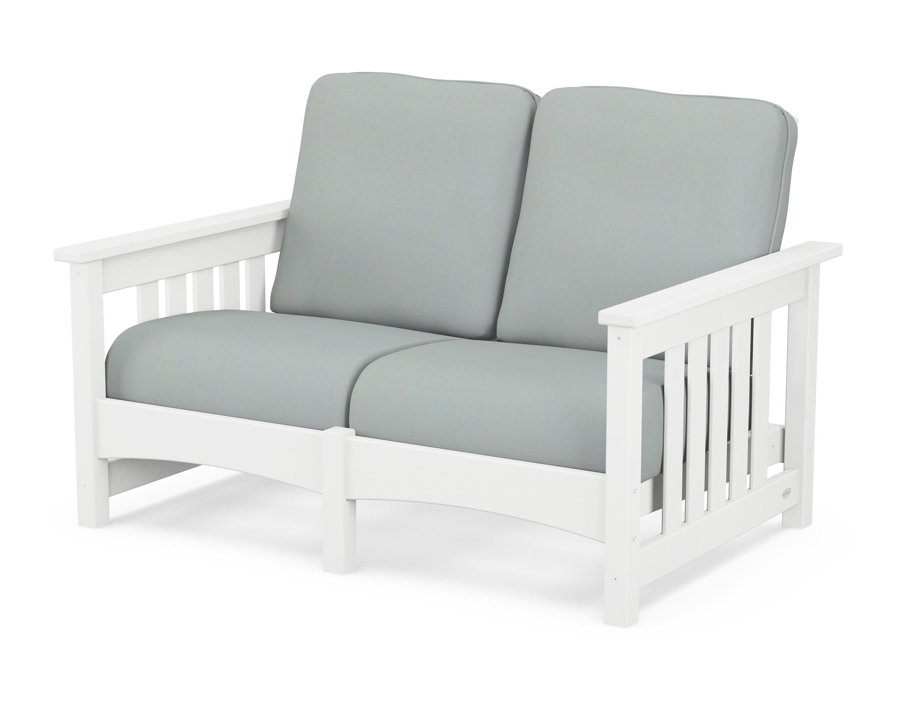 Club Mission Loveseat in White / Spa