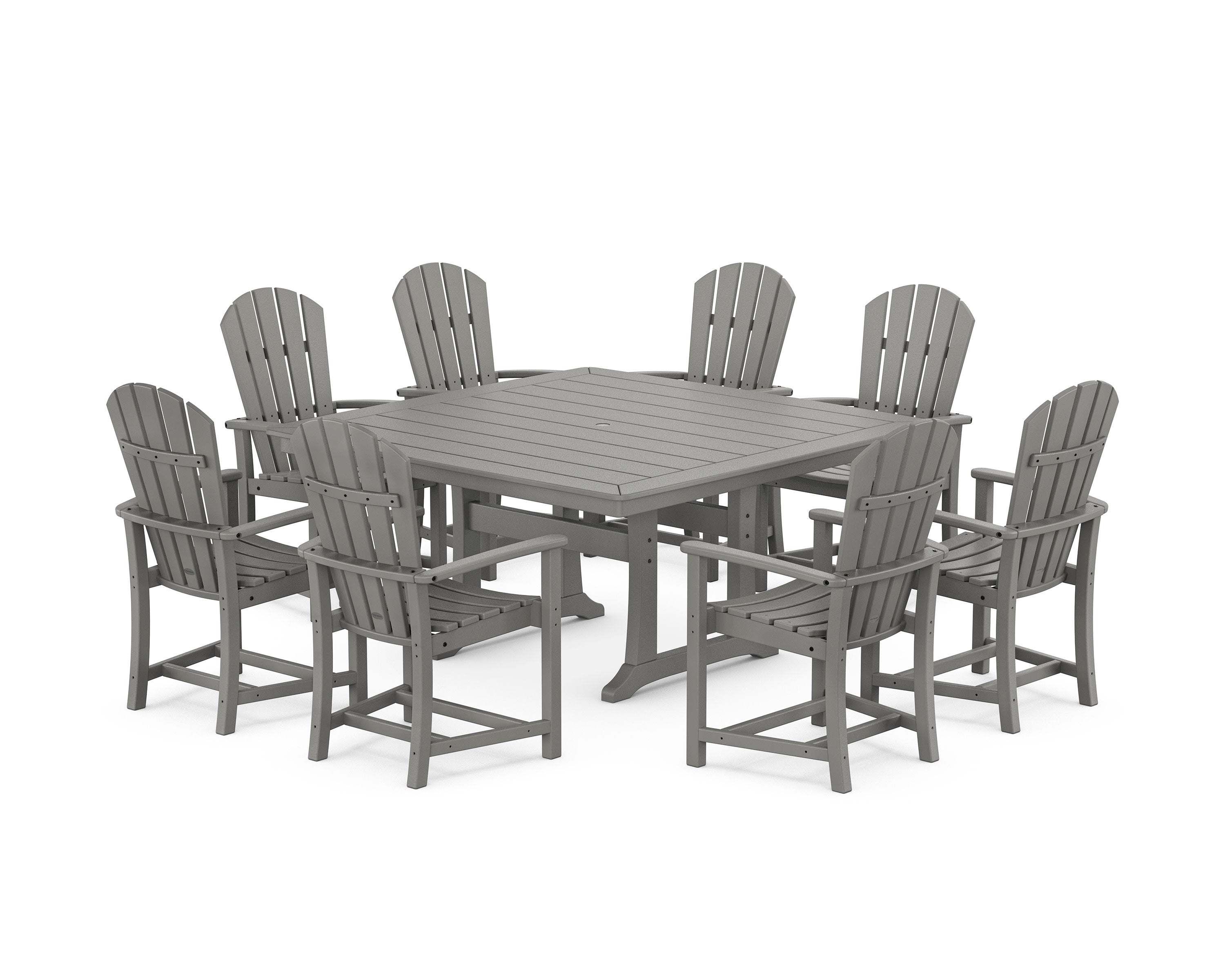 Palm Coast 9-Piece Square Dining Set with Trestle Legs in Slate Grey