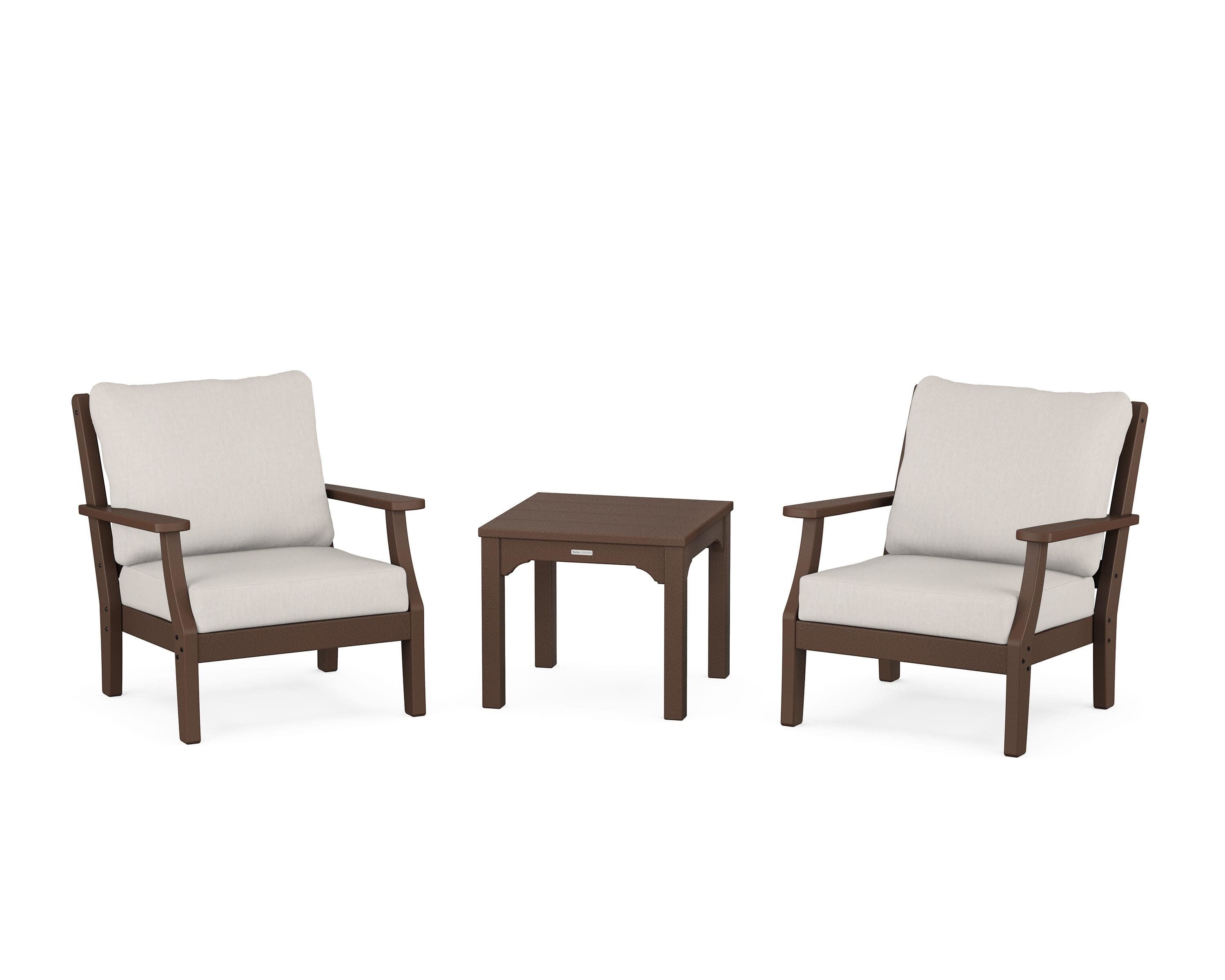 Chinoiserie 3-Piece Deep Seating Set in Mahogany / Cast Ash