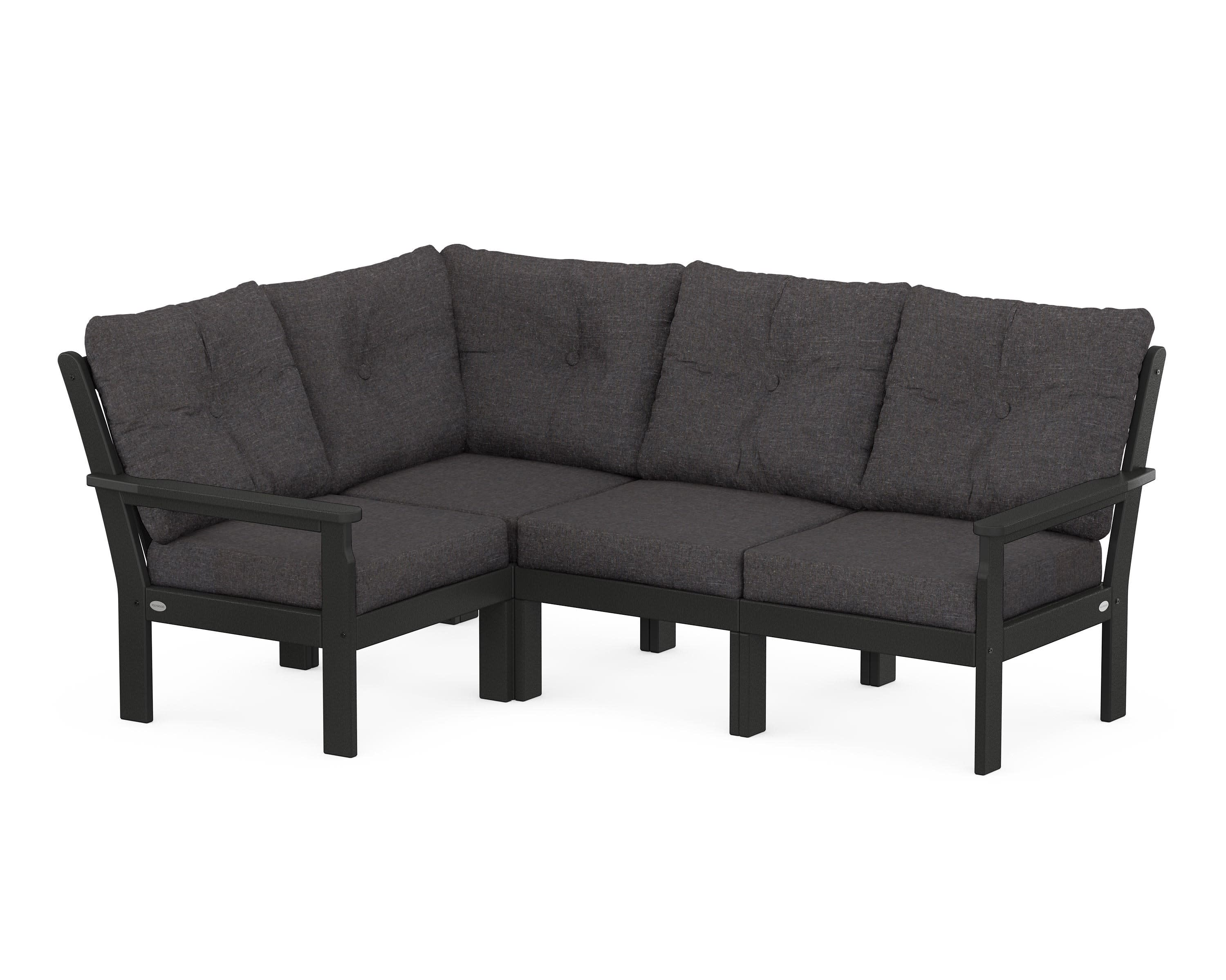 Vineyard 4-Piece Sectional in Black / Ash Charcoal
