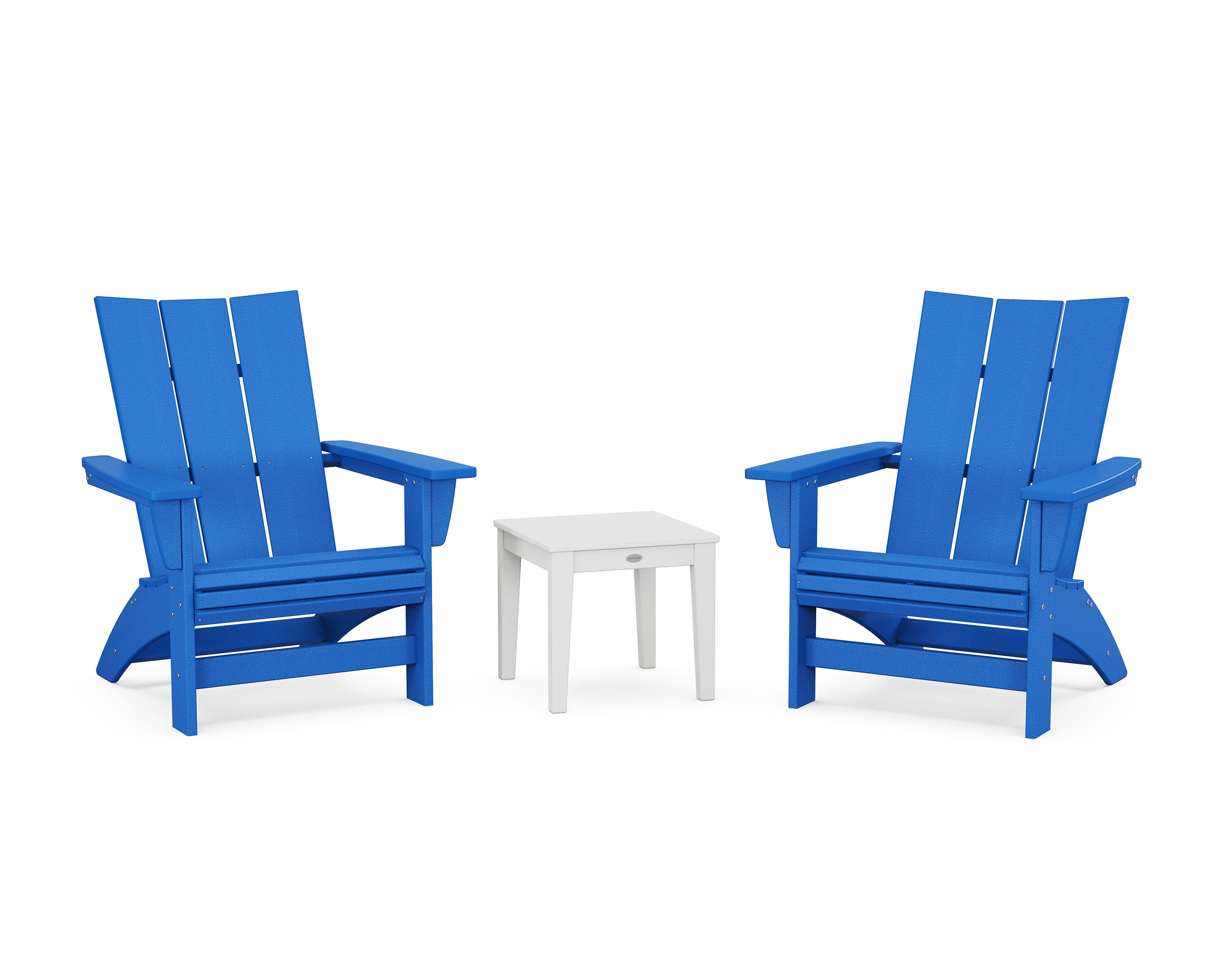 3-Piece Modern Grand Adirondack Set in Pacific Blue / White