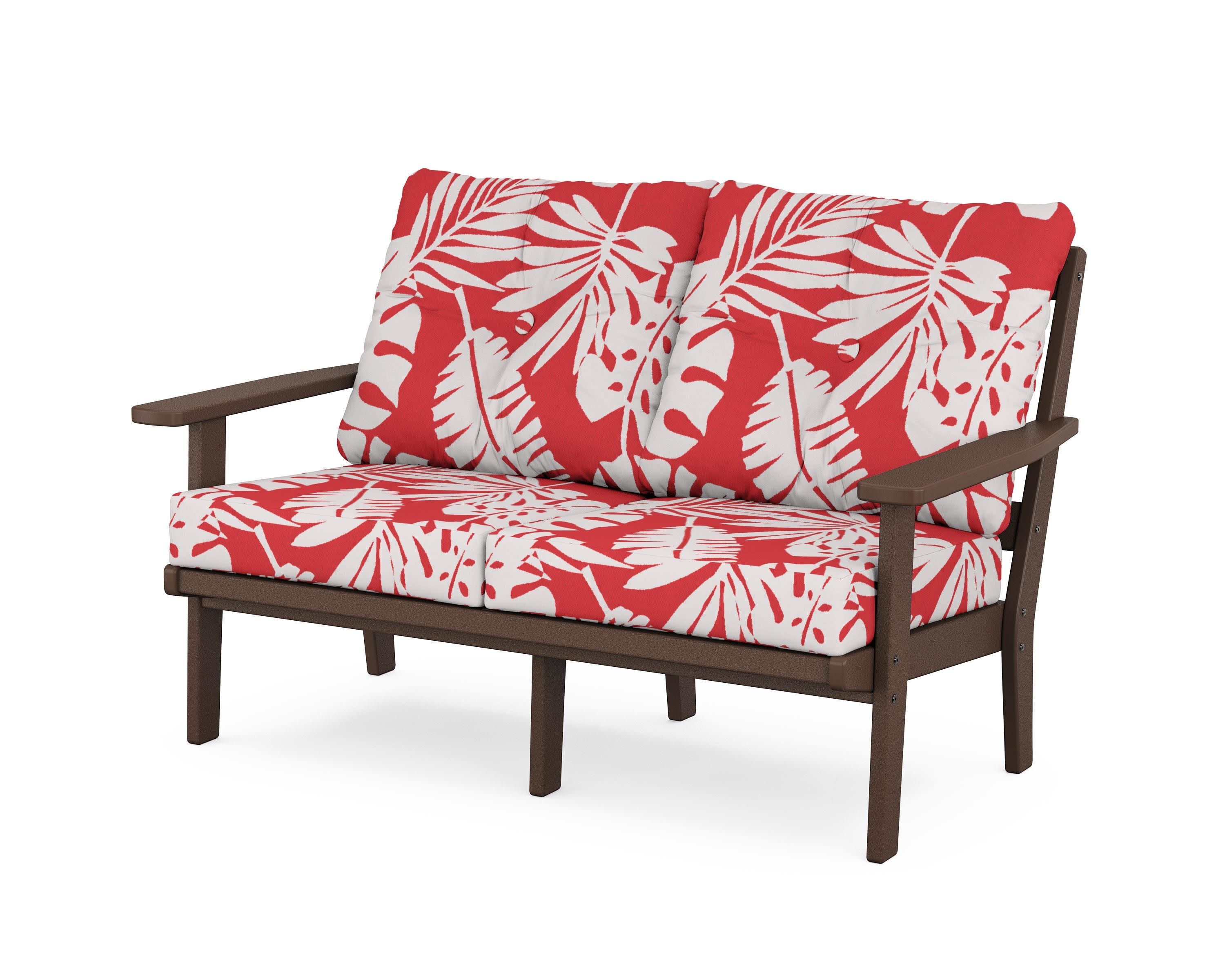 Oxford Deep SeatingLoveseat in Mahogany / Leaf Crimson