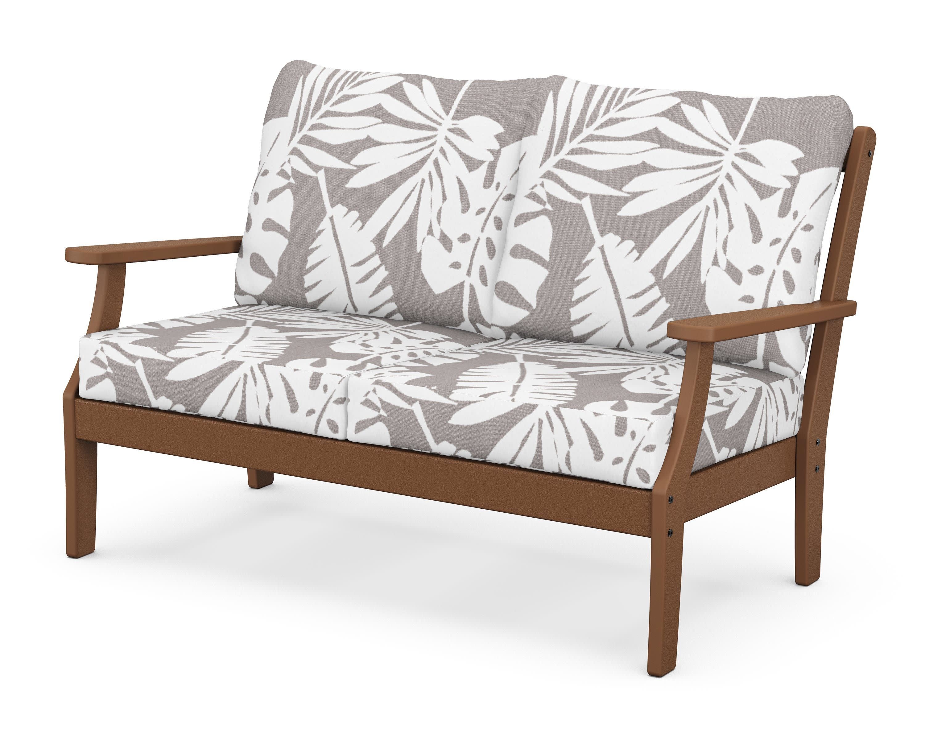 Braxton Deep Seating Loveseat in Teak / Leaf Grey Mist