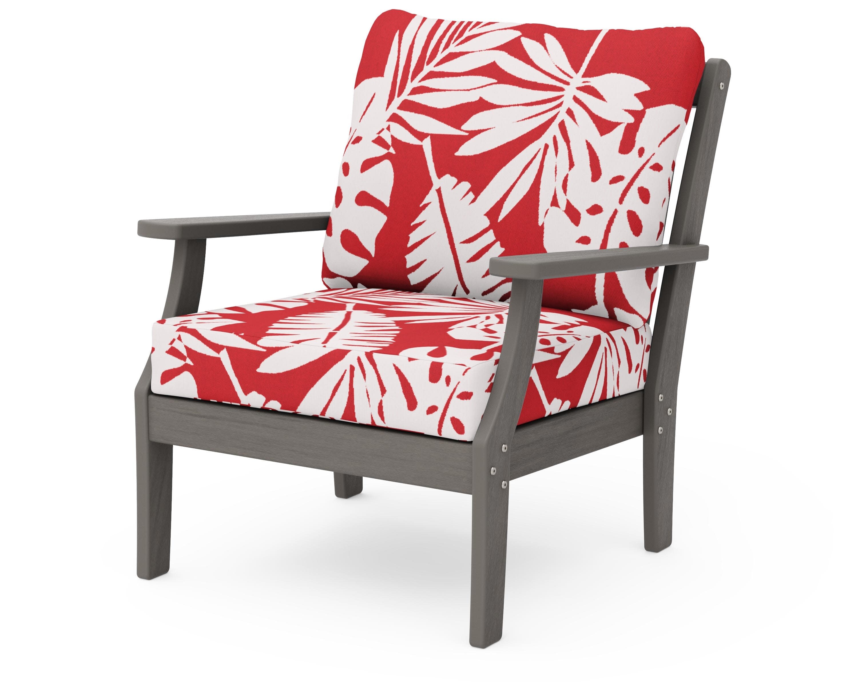 Braxton Deep Seating Chair in Driftwood / Leaf Crimson