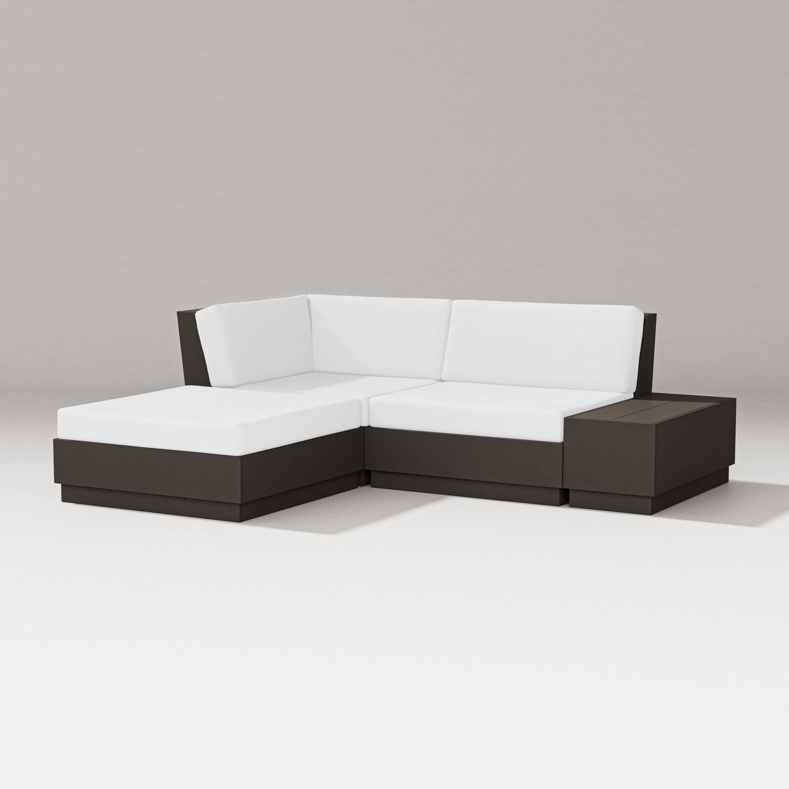 Elevate Loveseat Sectional with Chaise in Vintage Coffee / Natural