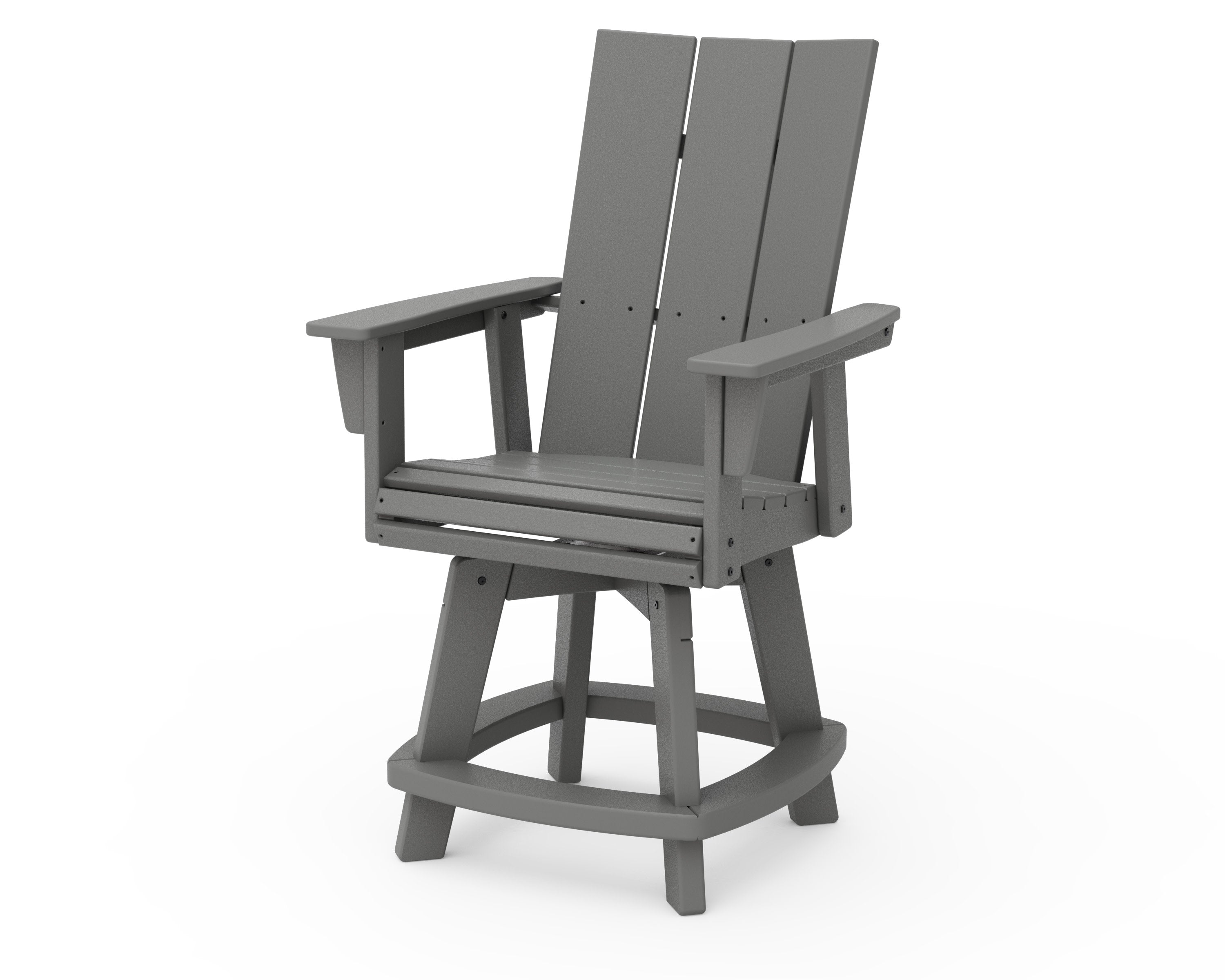 Modern Curveback Adirondack Swivel Counter Chair in Slate Grey