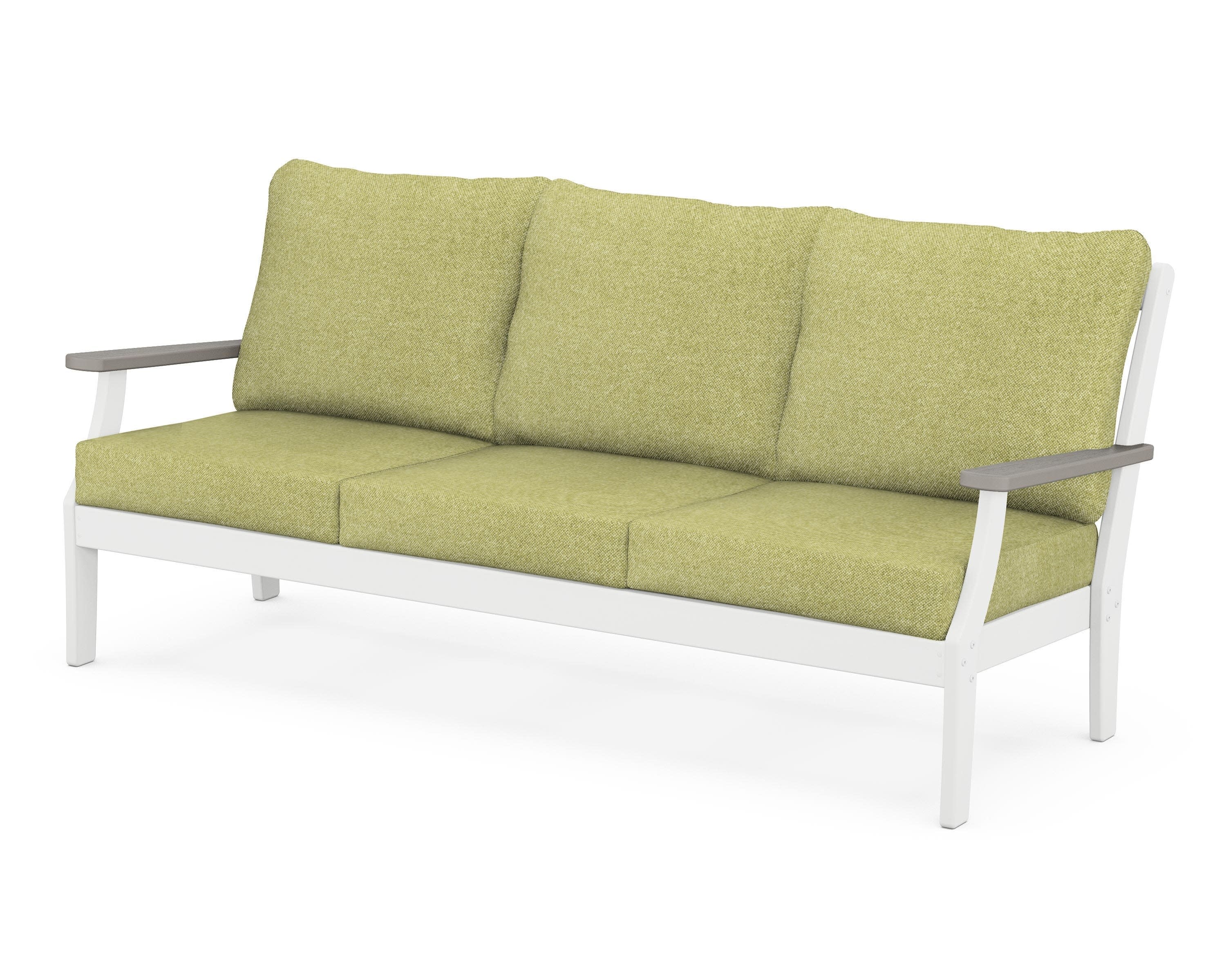 Braxton Deep Seating Sofa in White / Driftwood / Chartreuse Boucle