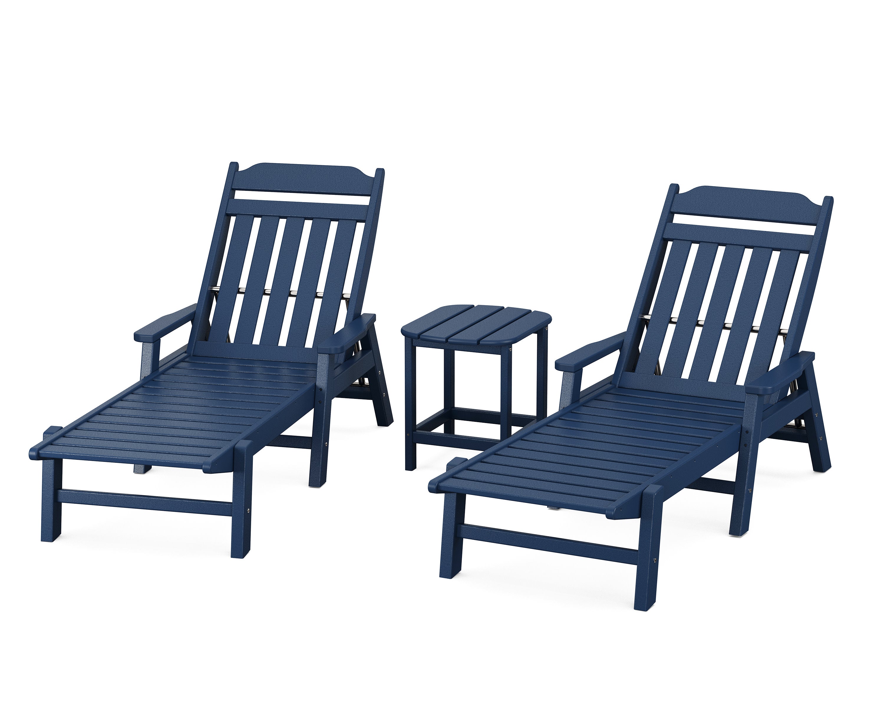 Cottage 3-Piece Chaise Set with Arms in Navy