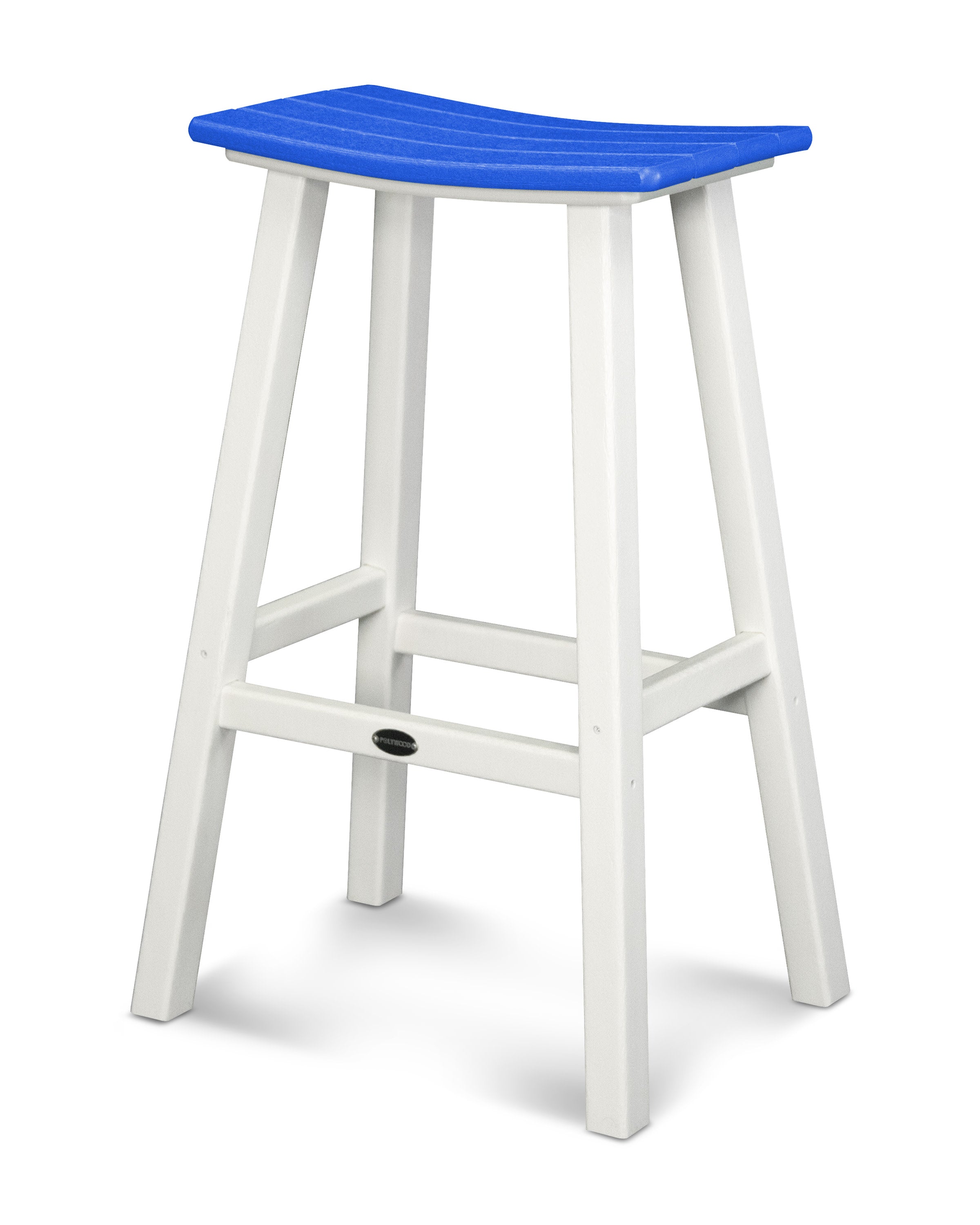 Contempo 30" Saddle Bar Stool in White / Pacific Blue