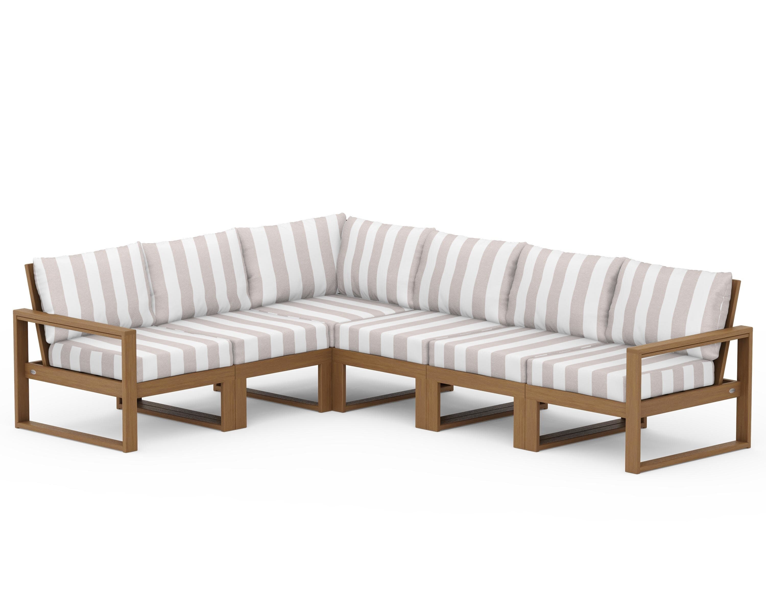 EDGE 6-Piece Modular Deep Seating Set in Natural / Cabana Stripe Dune Burlap