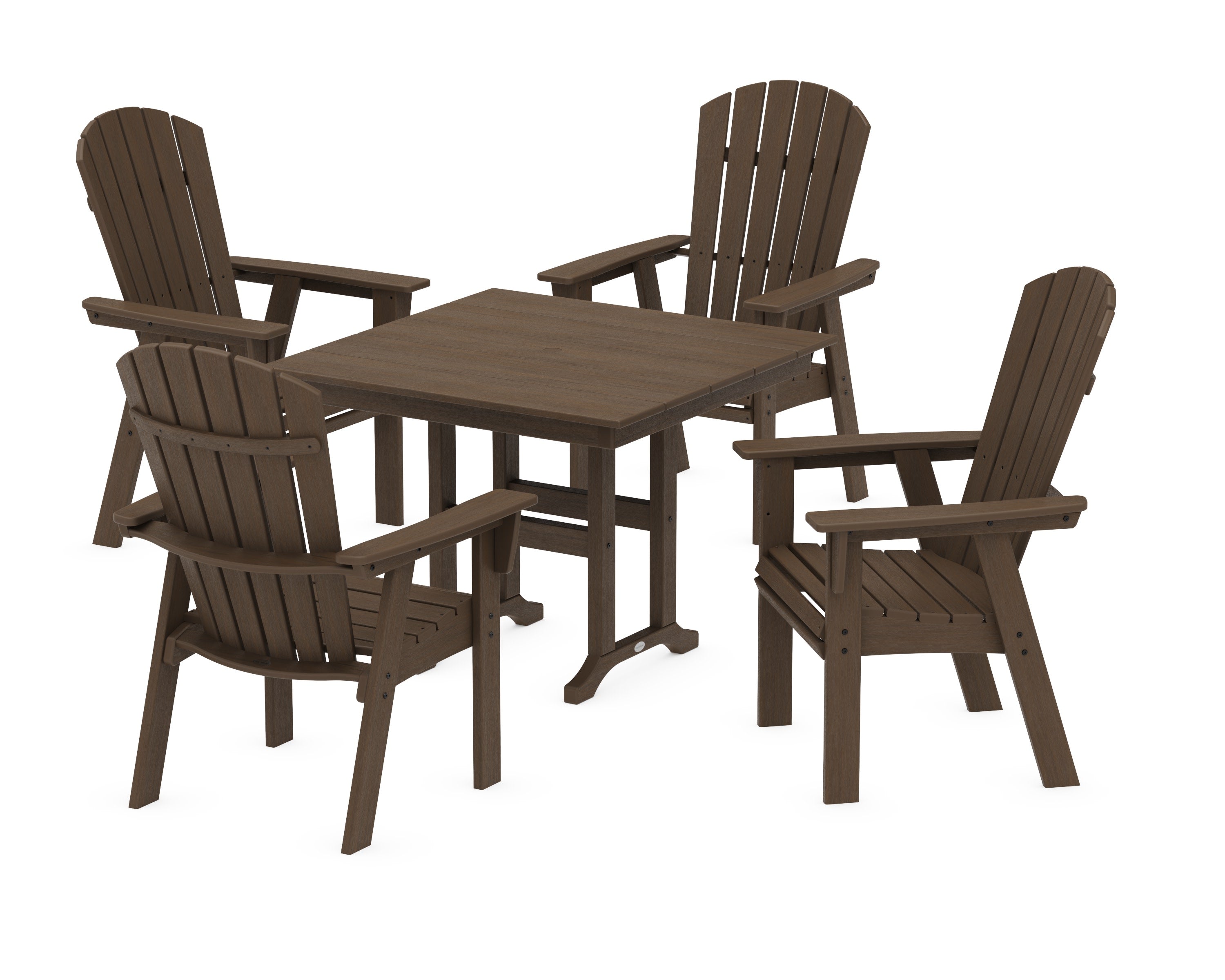 Nautical Curveback Adirondack 5-Piece Farmhouse Dining Set in Kona