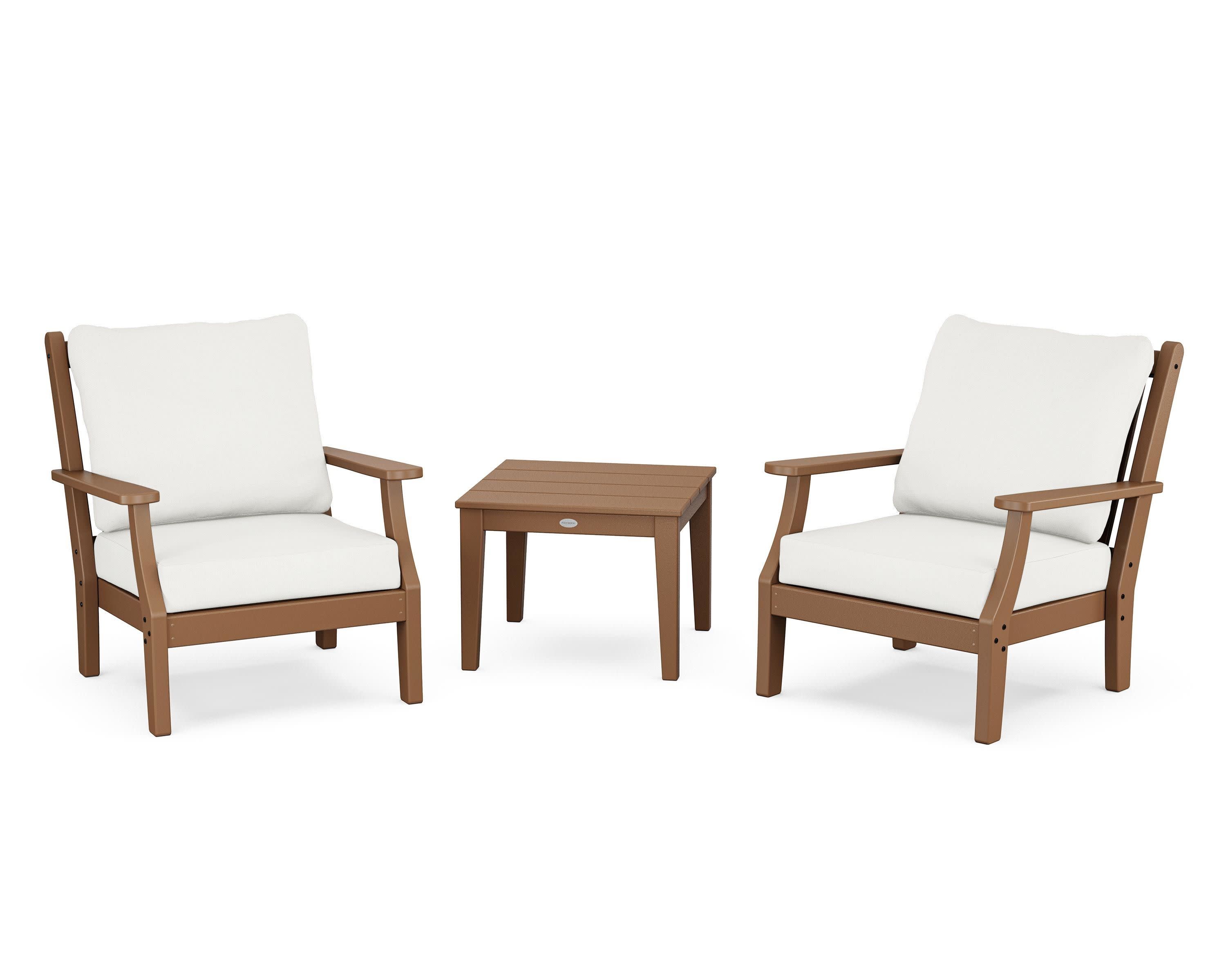 Wovendale 3-Piece Deep Seating Set in Teak / Natural Linen
