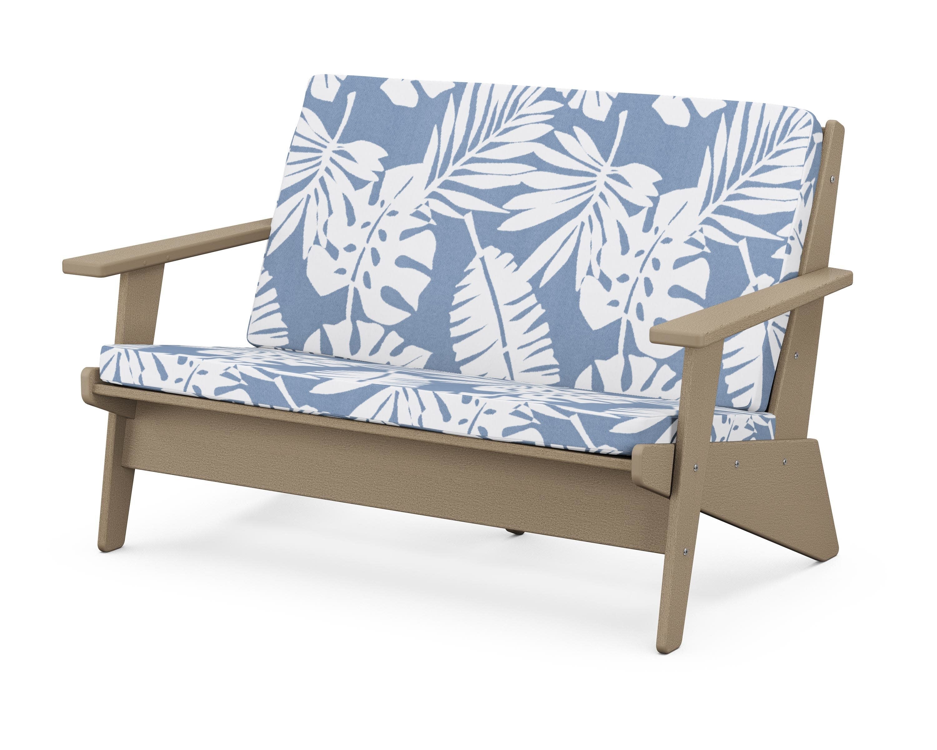 Riviera Modern Lounge Loveseat in Vintage Sahara / Leaf Sky Blue