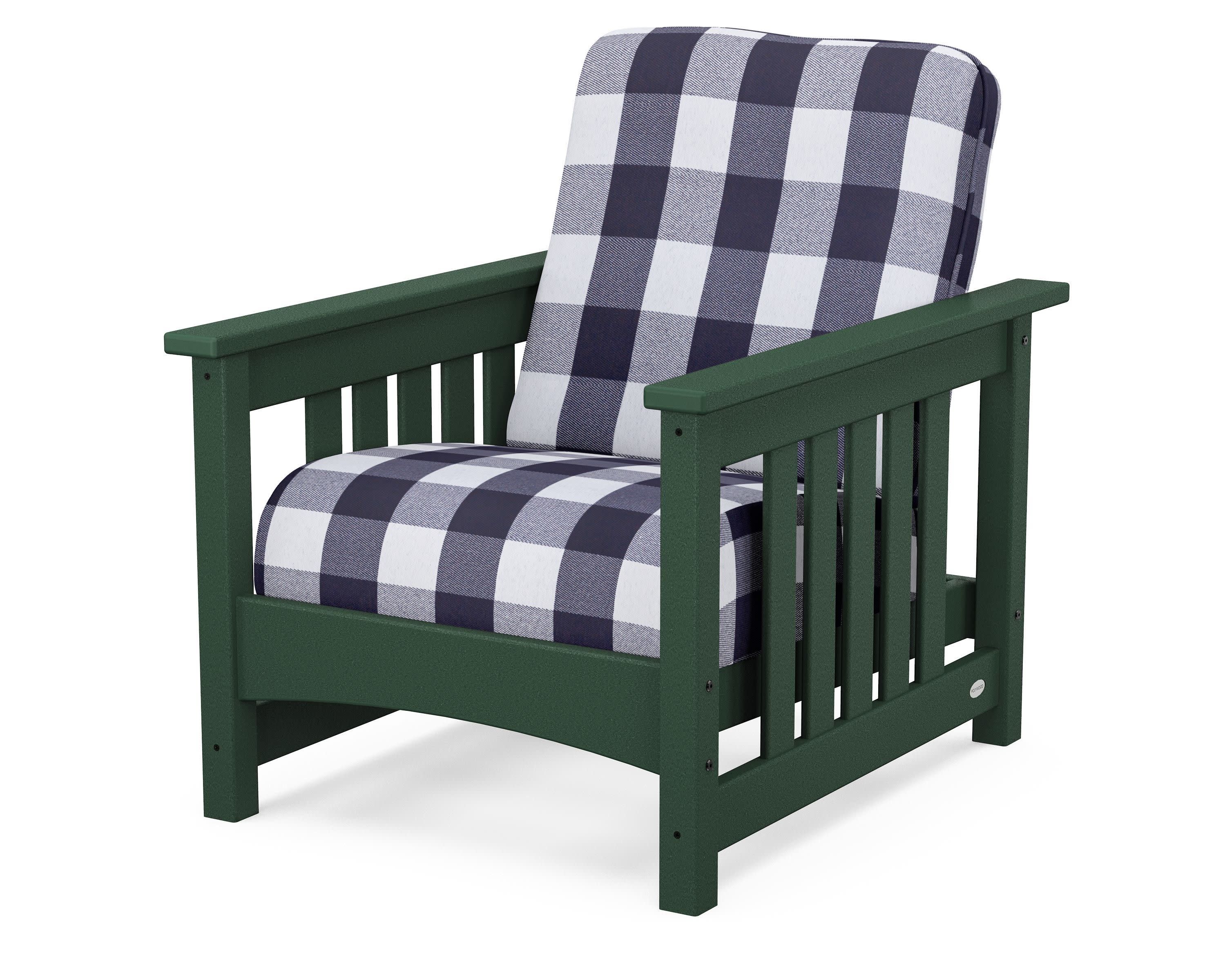 Club Mission Chair in Green / Buffalo Plaid Navy