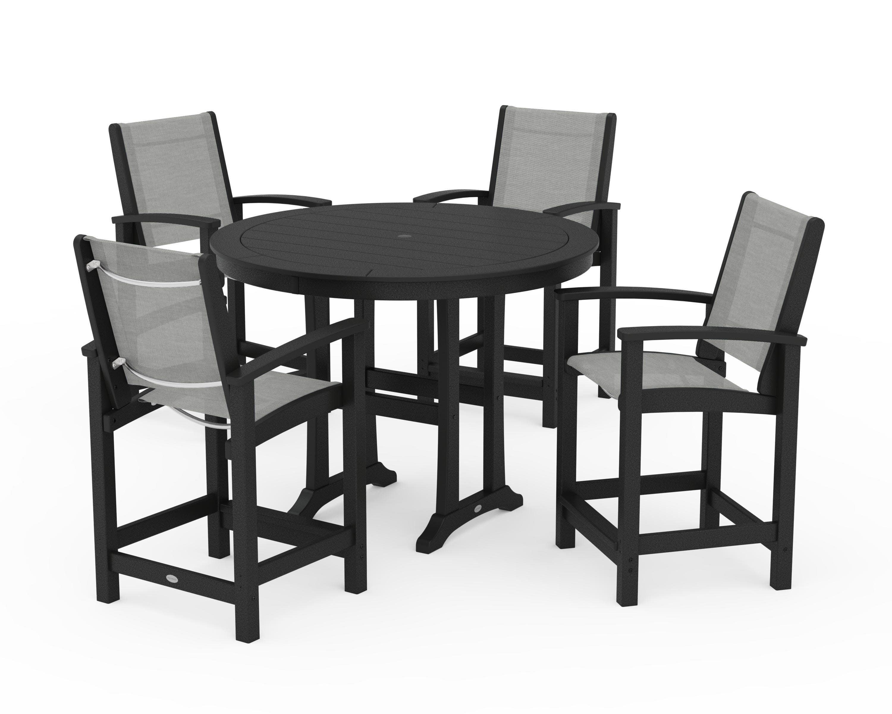 Coastal 5-Piece Counter Set in Black / Metallic Sling