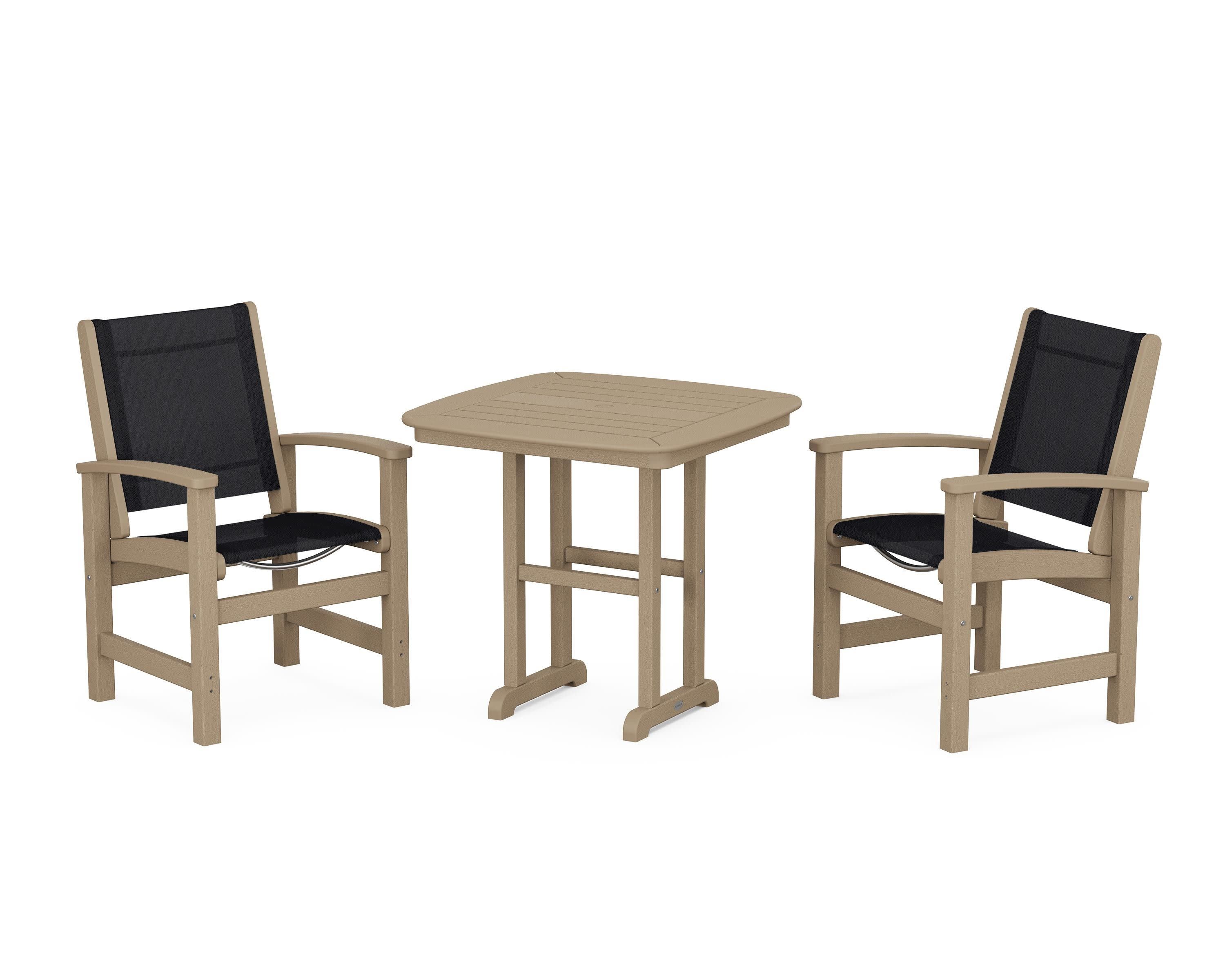 Coastal 3-Piece Dining Set in Vintage Sahara / Black Sling