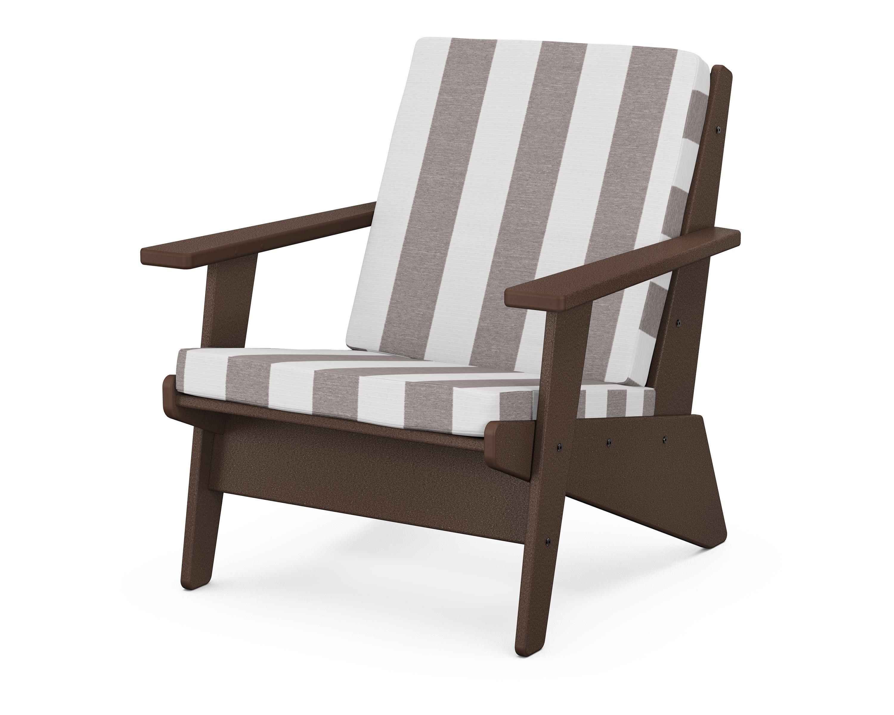 Riviera Modern Lounge Chair in Mahogany / Cabana Stripe Grey Mist