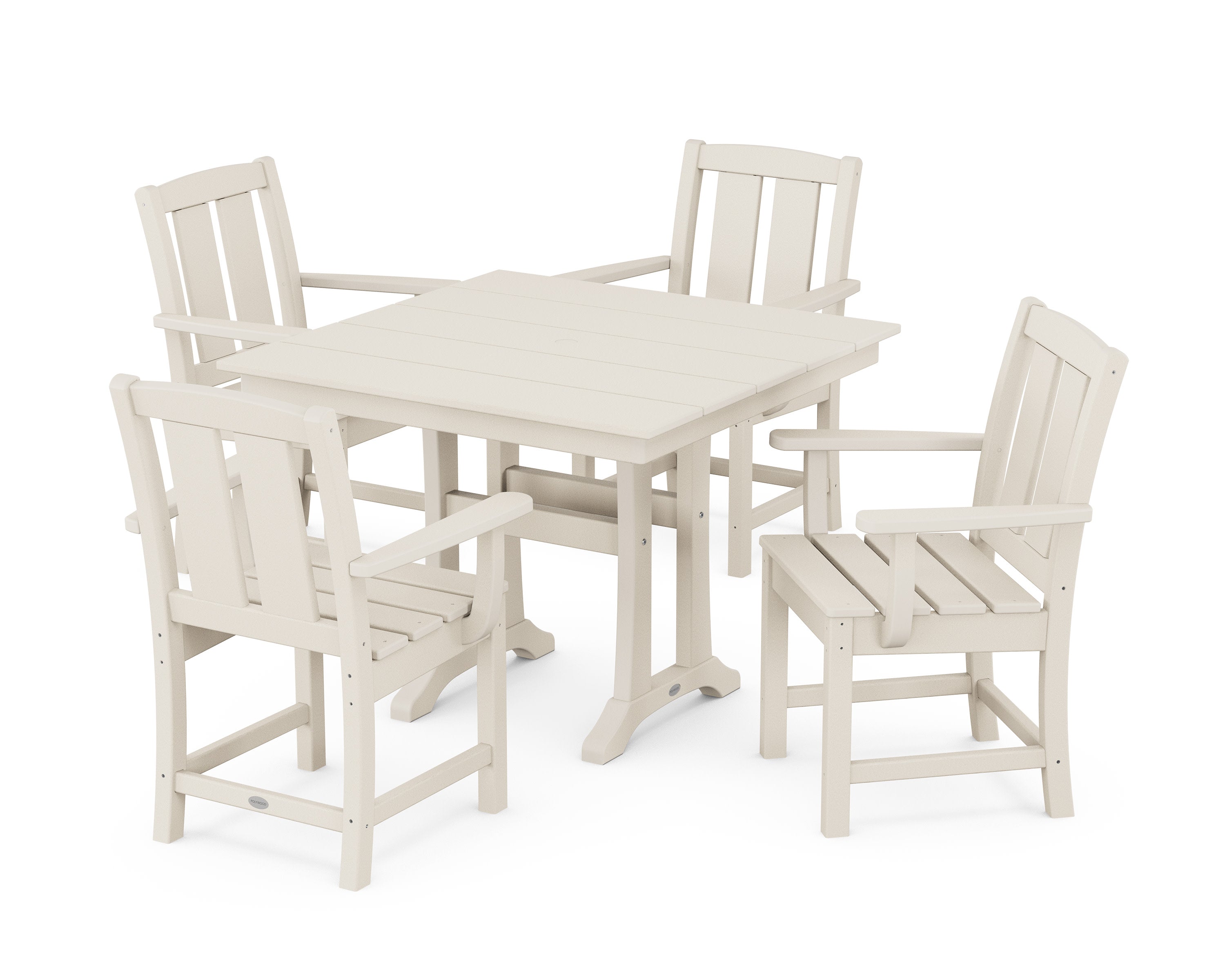 Mission 5-Piece Farmhouse Dining Set with Trestle Legs in Sand
