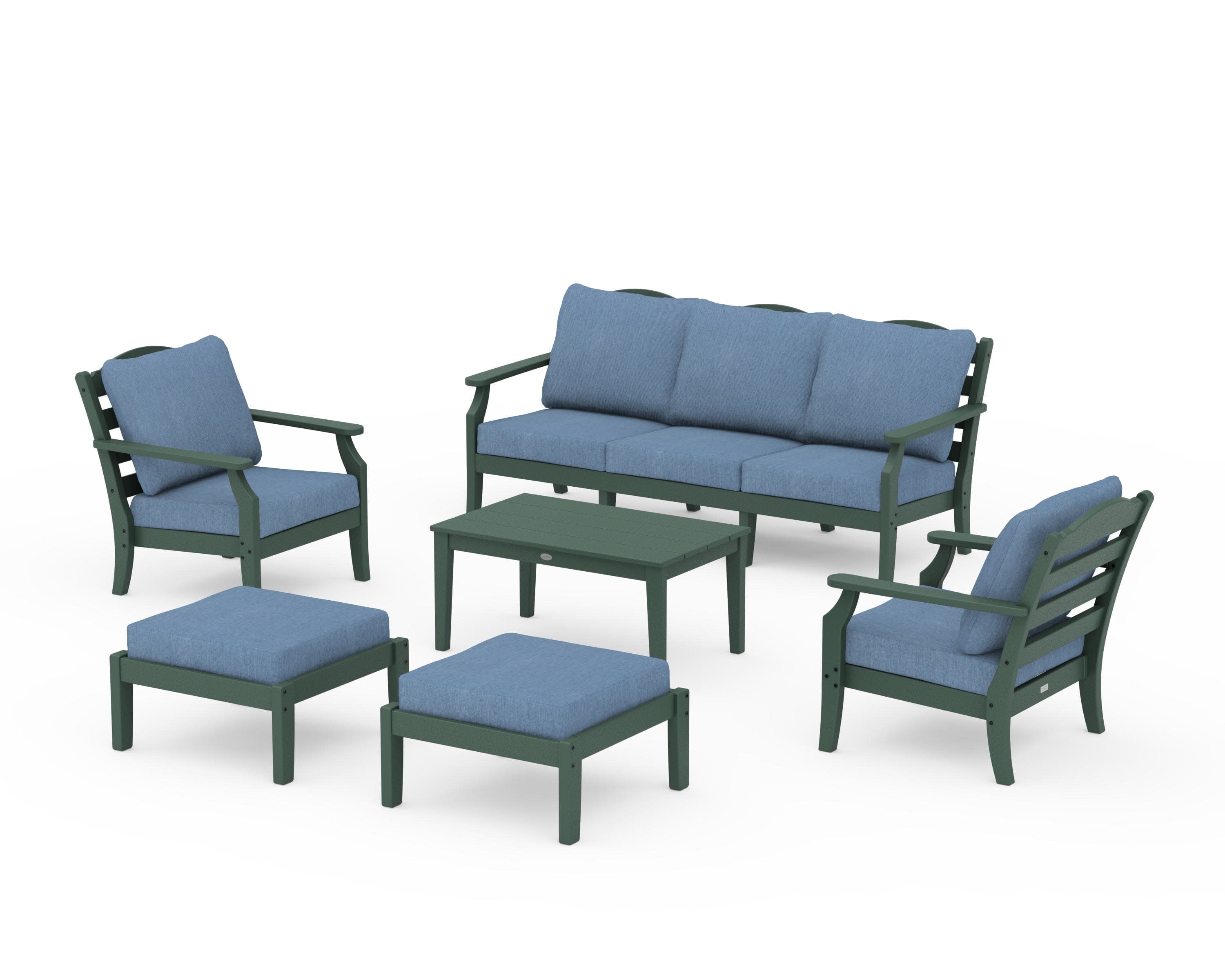 Savannah 6-Piece Lounge Sofa Set in Green / Sky Blue