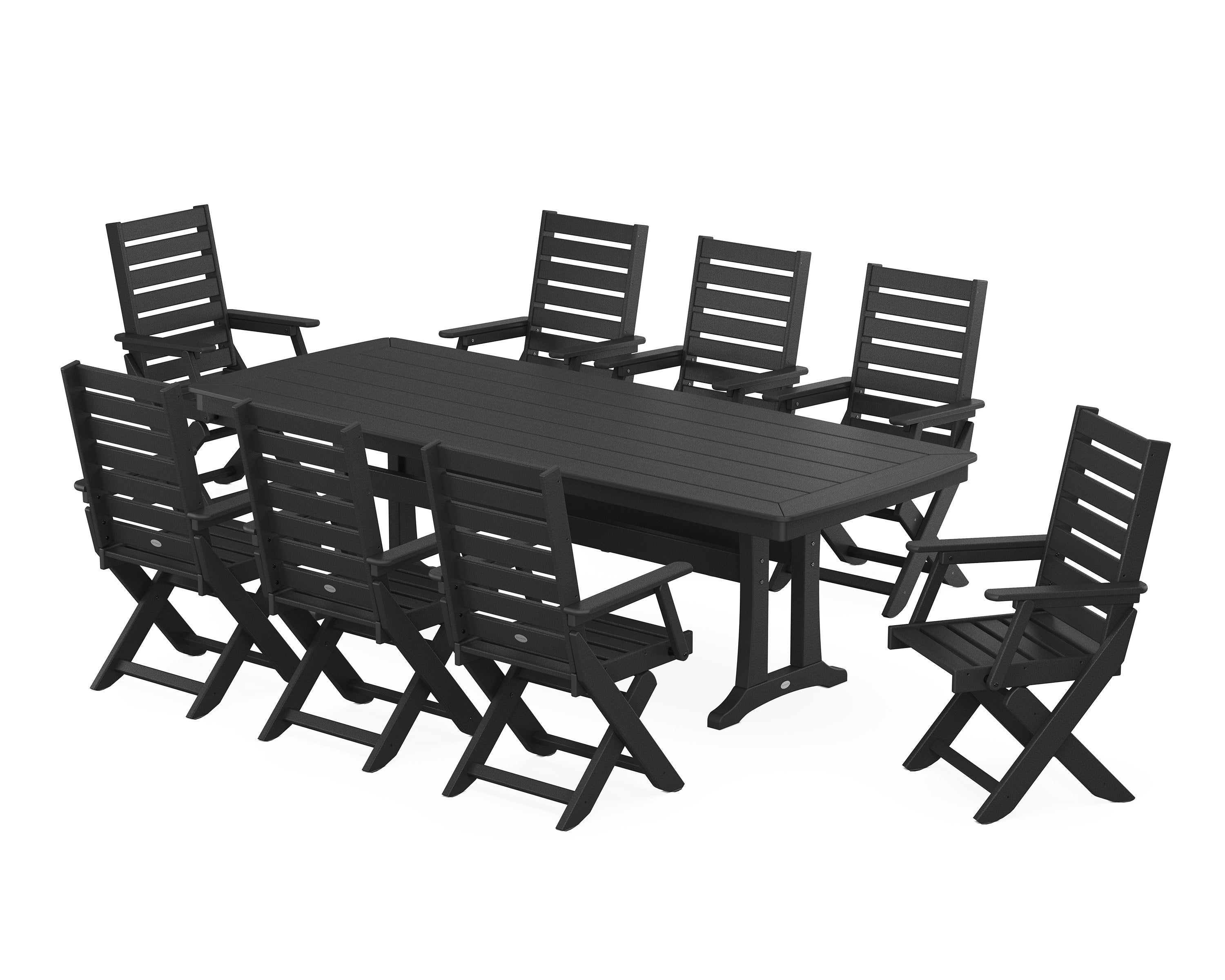 Captain 9-Piece Dining Set with Trestle Legs in Black
