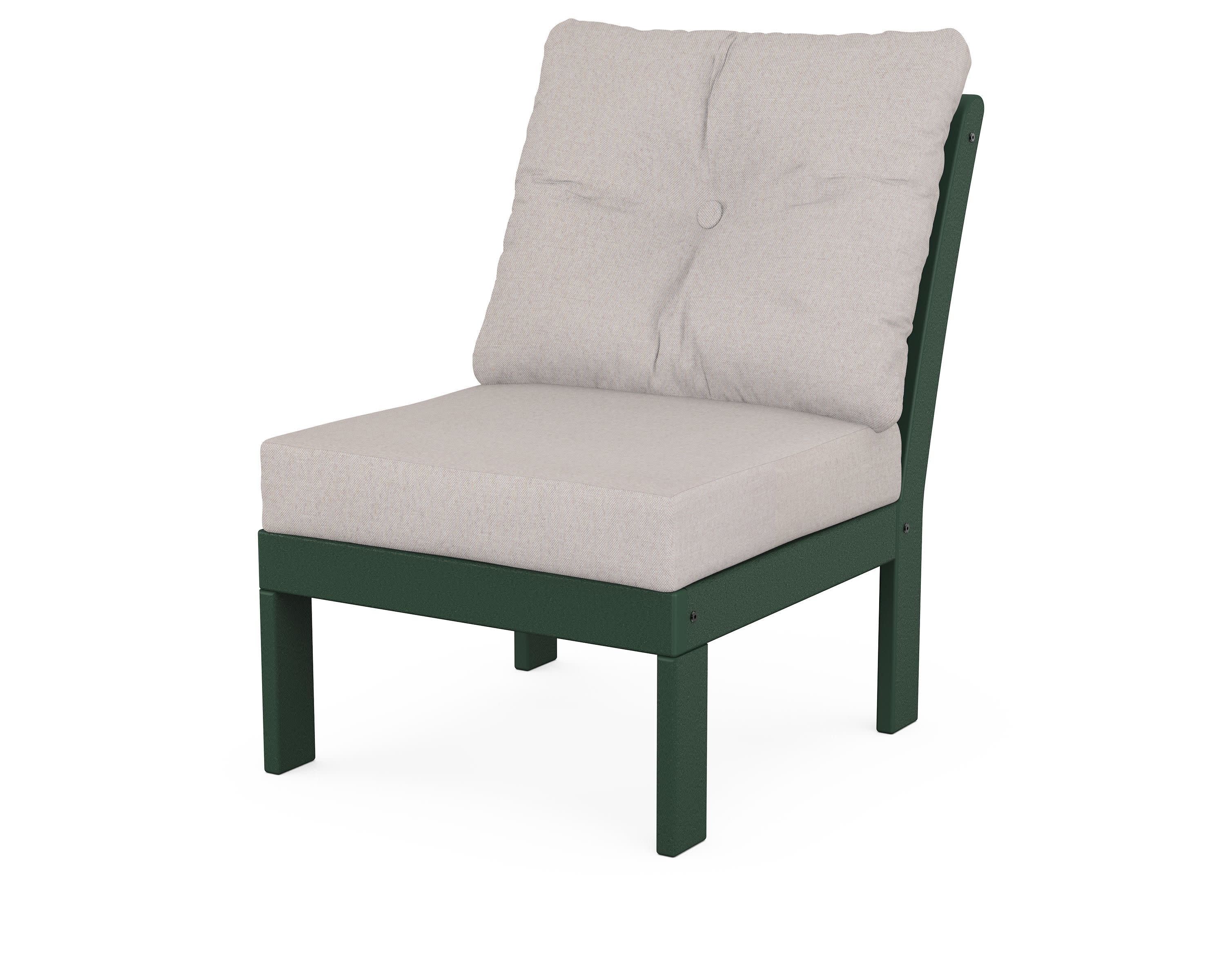 Vineyard Modular Armless Chair in Green / Dune Burlap