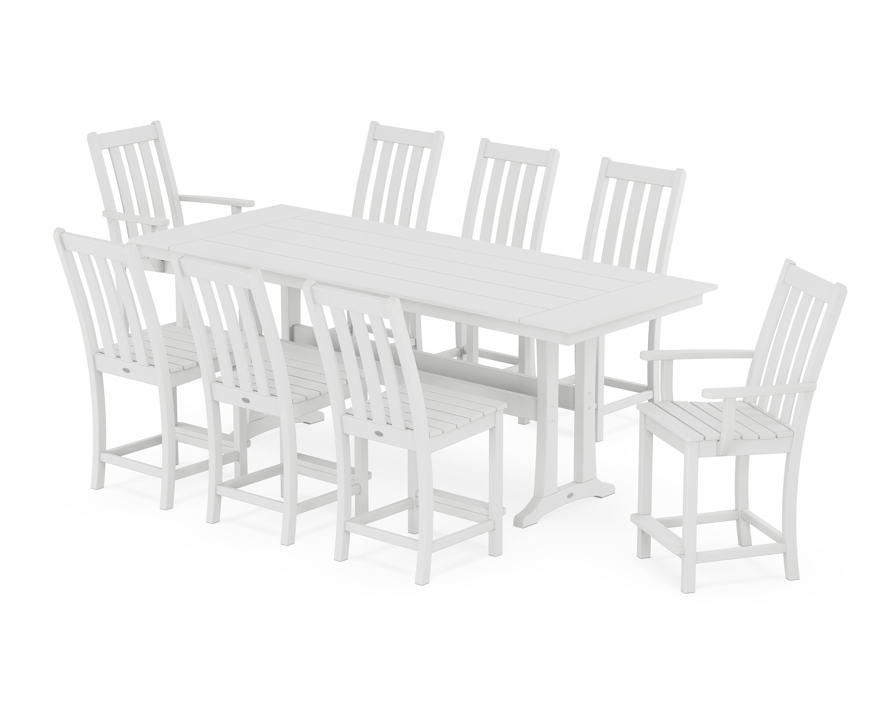 Vineyard 9-Piece Farmhouse Counter Set with Trestle Legs in White