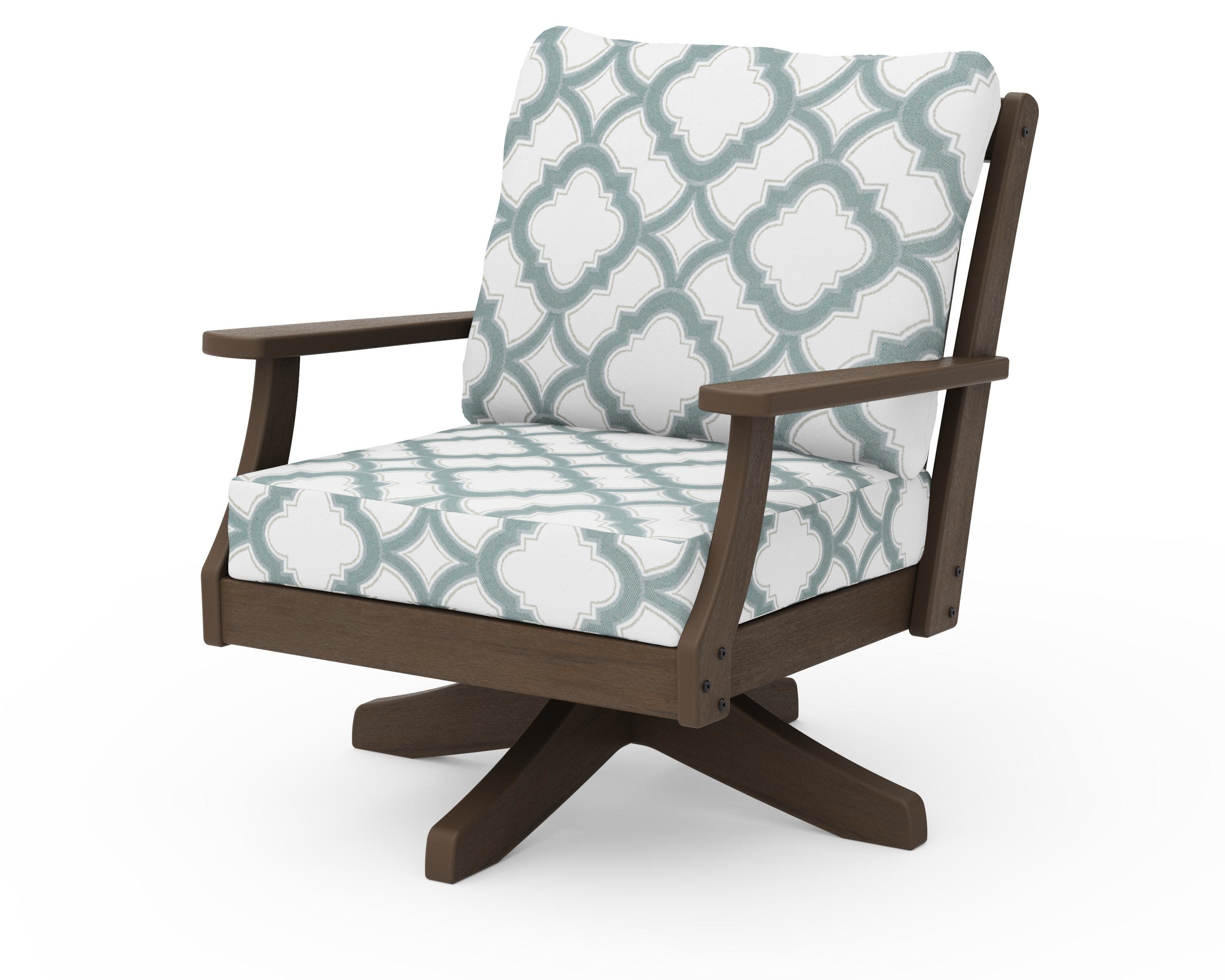 Braxton Deep Seating Swivel Chair in Kona / Trellis Glacier Spa