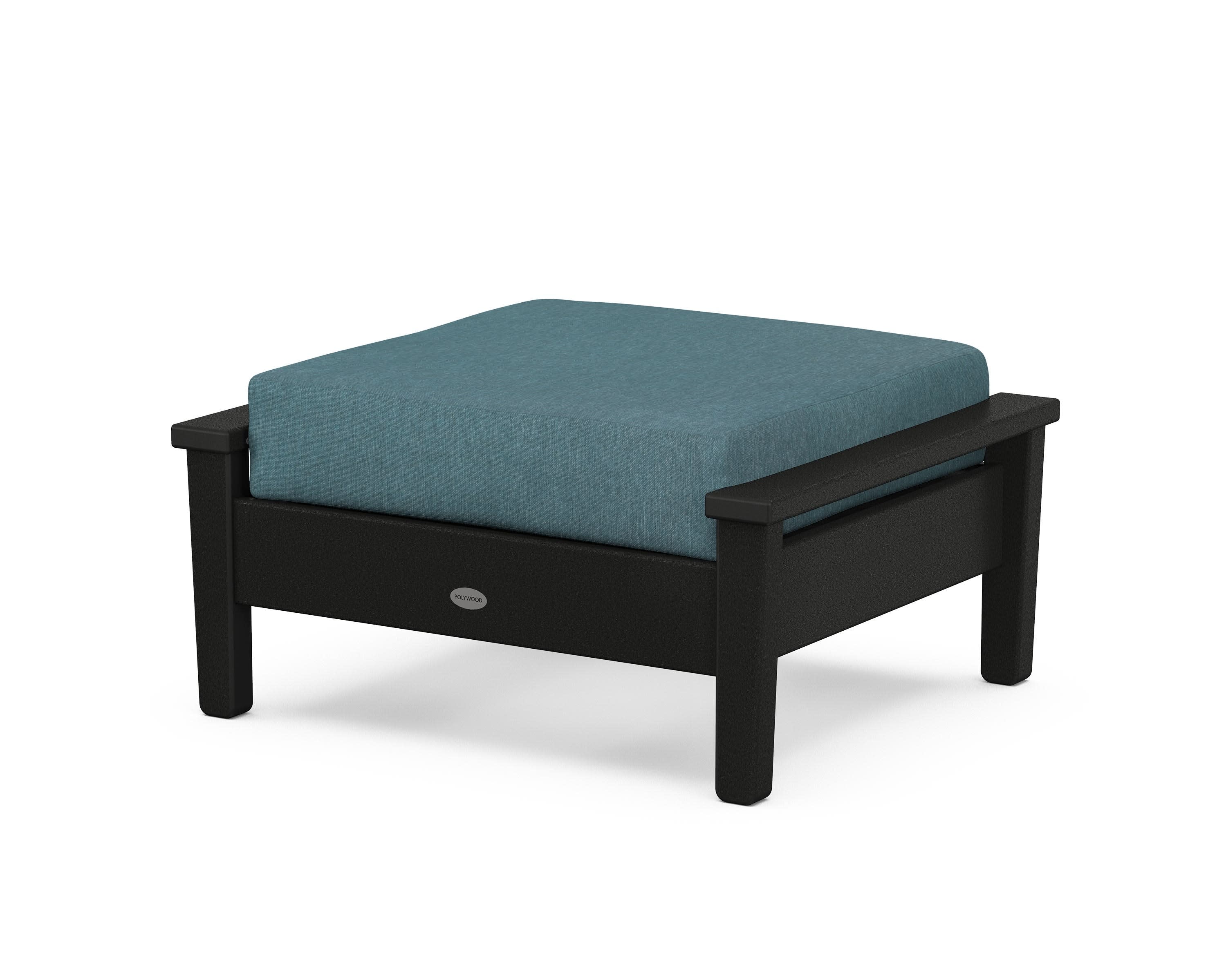 Prescott Deep Seating Ottoman in Black / Ocean Teal
