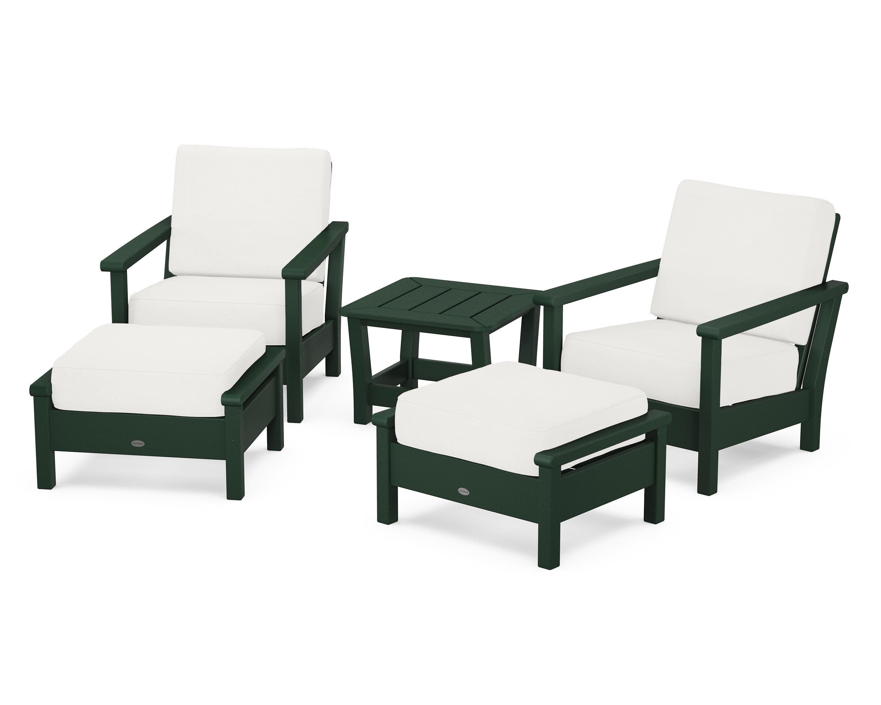 Harbour 5-Piece Deep Seating Chair Set in Green / Natural Linen