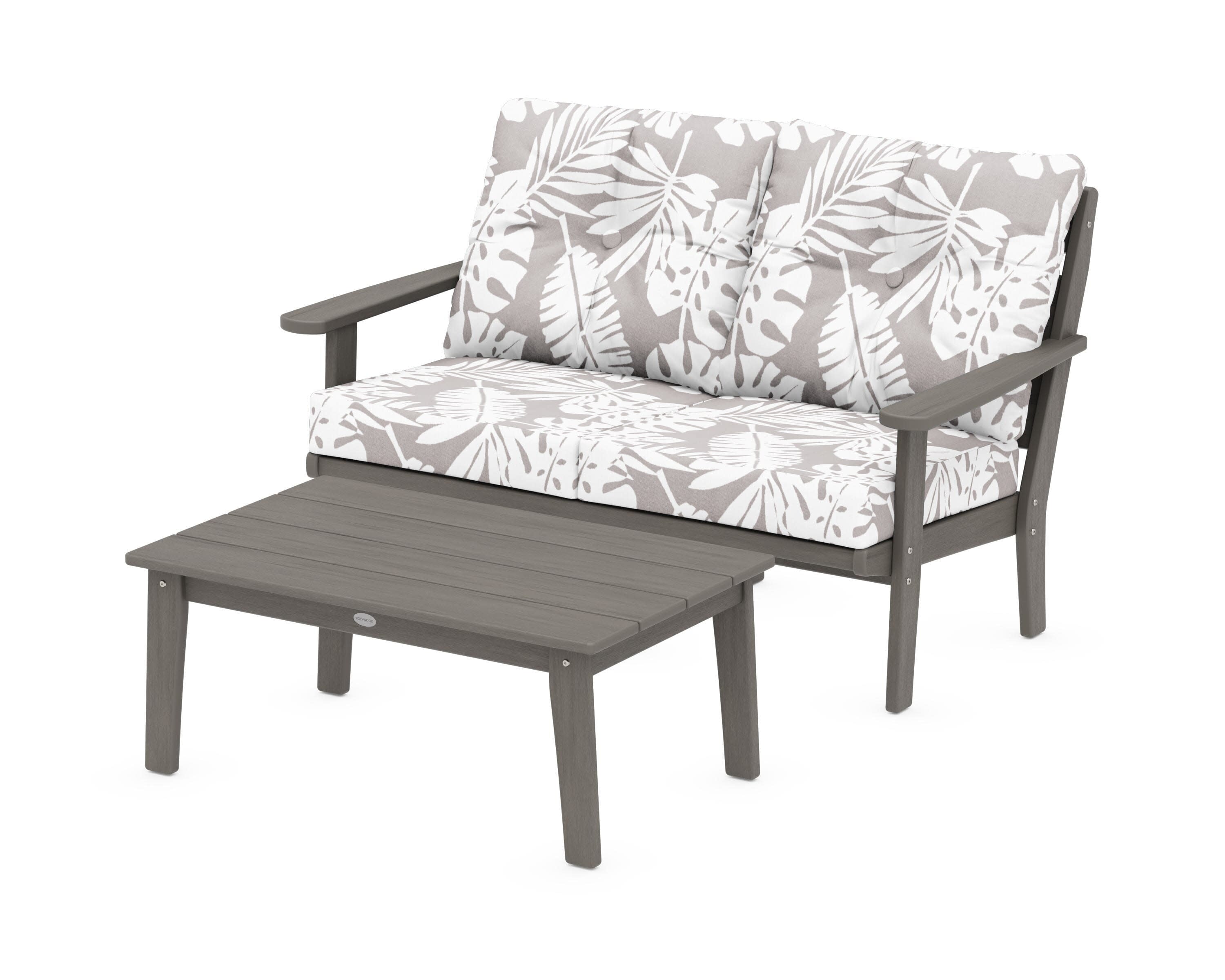 Lakeside 2-Piece Lounge Loveseat Set in Driftwood / Leaf Grey Mist
