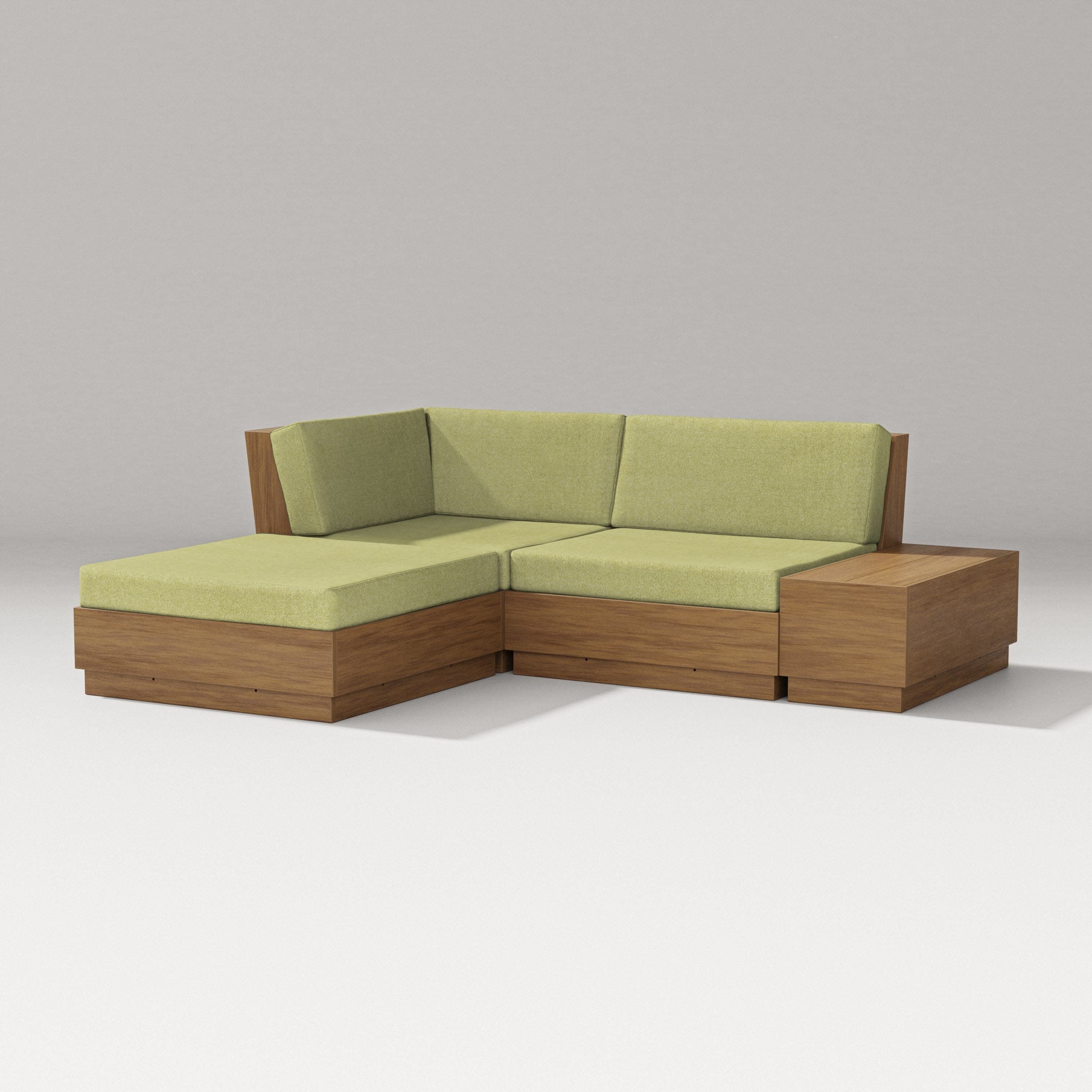 Elevate Loveseat Sectional with Chaise in Natural / Chartreuse Boucle