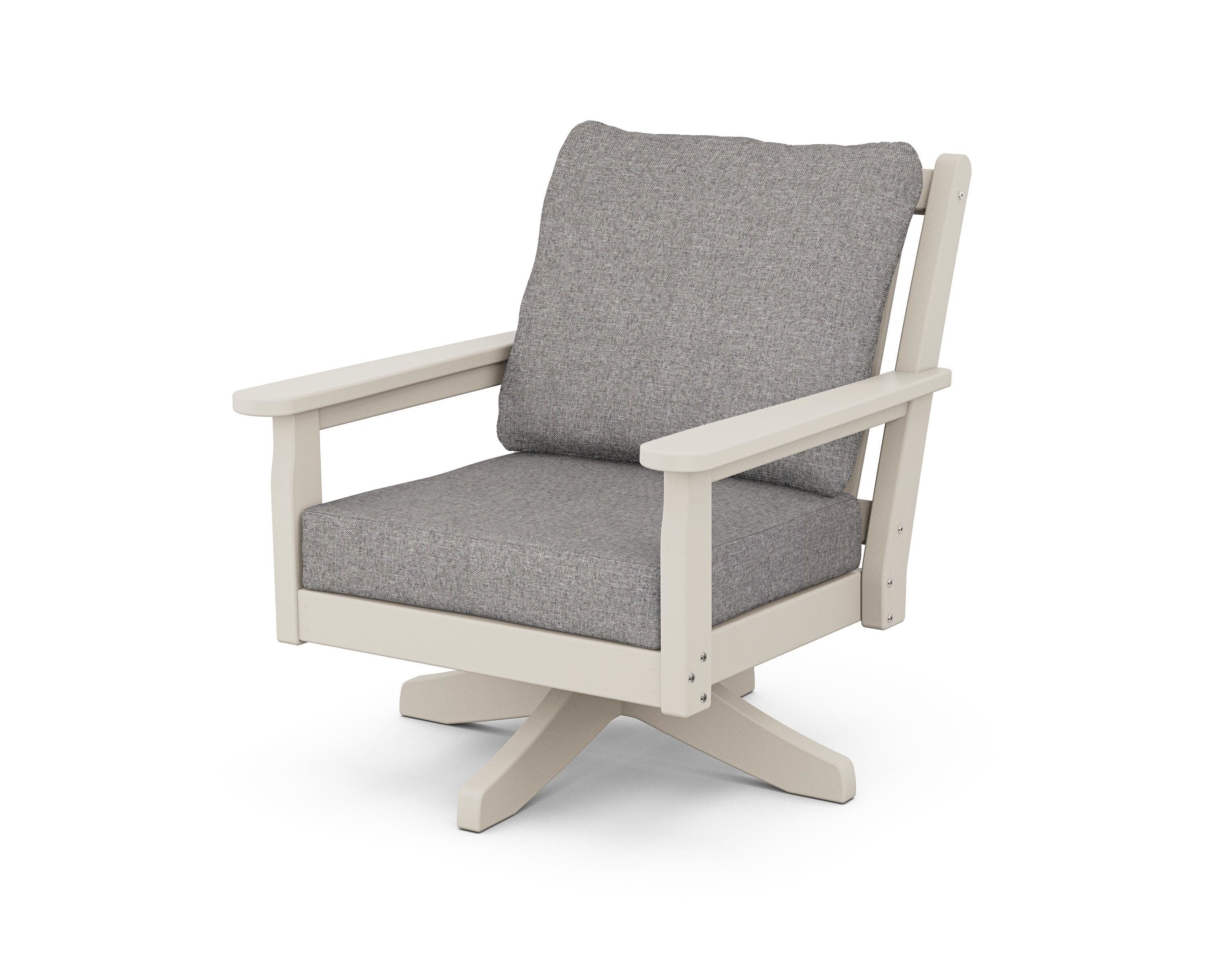 Chippendale Deep Seating Swivel Chair in Sand / Grey Mist