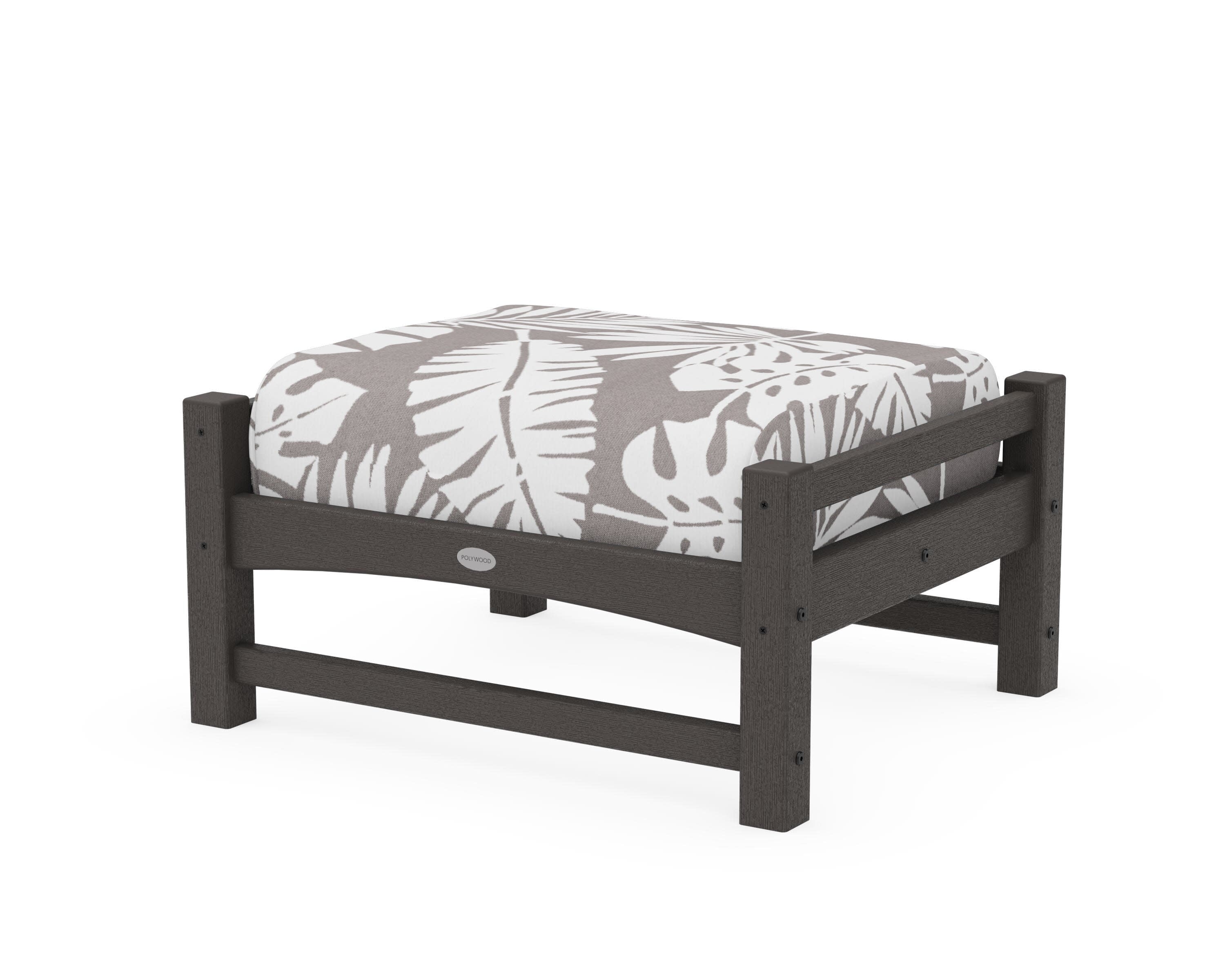 Club Ottoman in Vintage Coffee / Leaf Grey Mist